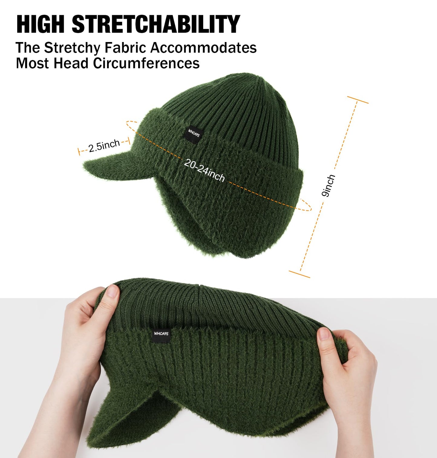 Wmcaps Wintermütze mit Schirm und Ohrenklappen für Herren, dick gefütterte Stirnklappenmütze mit Fleece-Futter, winddichte Kälteschutzmütze für Outdoor-Aktivitäten 