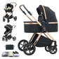 Shineey 3-in-1 Kinderwagen, Buggy, faltbarer Kinderwagen-Satz, Kombi-Kinderwagen 3-in-1 mit großer, komfortabler Babywanne, Gestell aus Aluminiumlegierung 