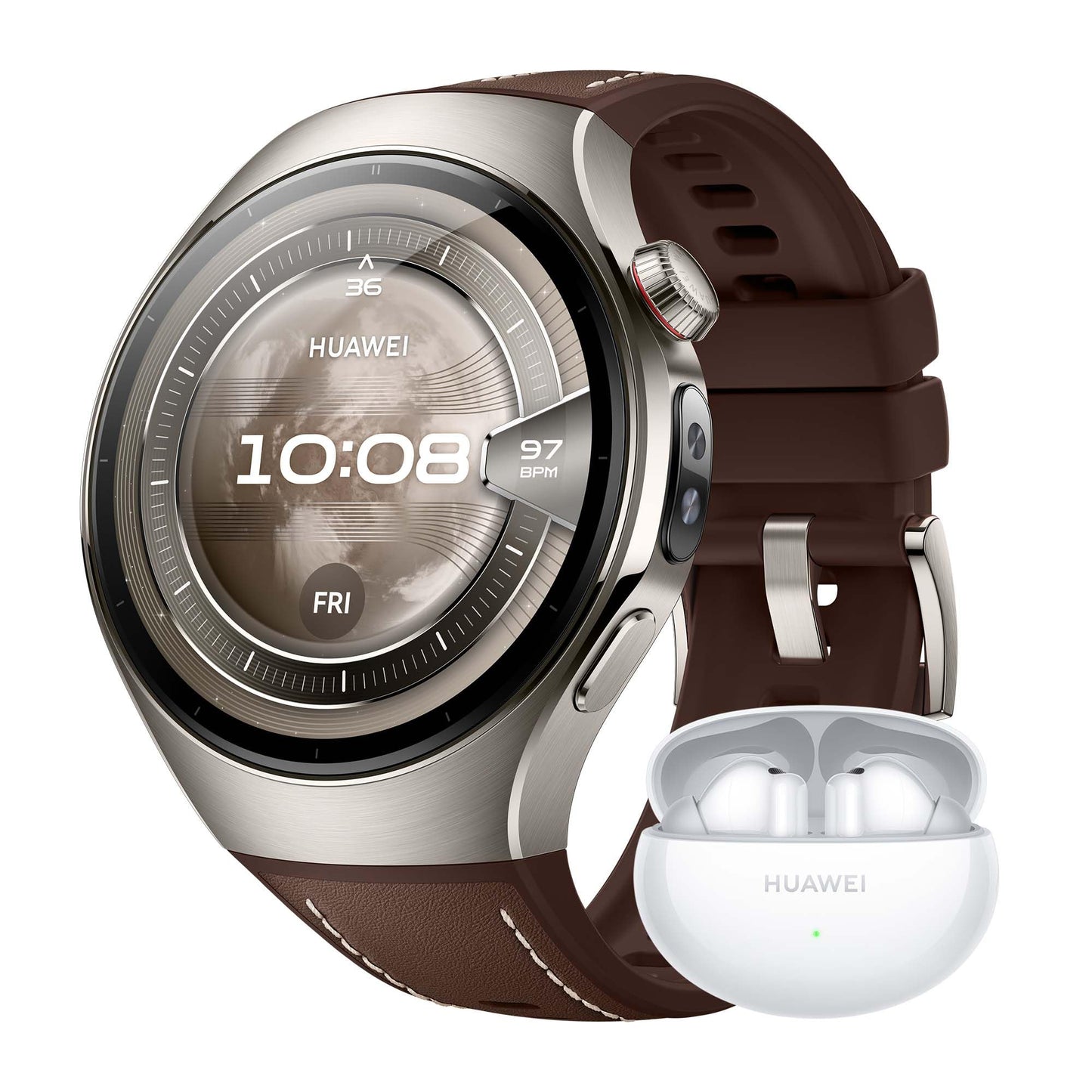 HUAWEI Watch 5 Smartwatch für Damen und Herren, Gesundheitsübersicht, wasserdicht bis 5 ATM, GPS, SpO2-Messung am Finger, kompatibel mit Android™ und iOS, Saphirglas, 42 mm, Weiß 