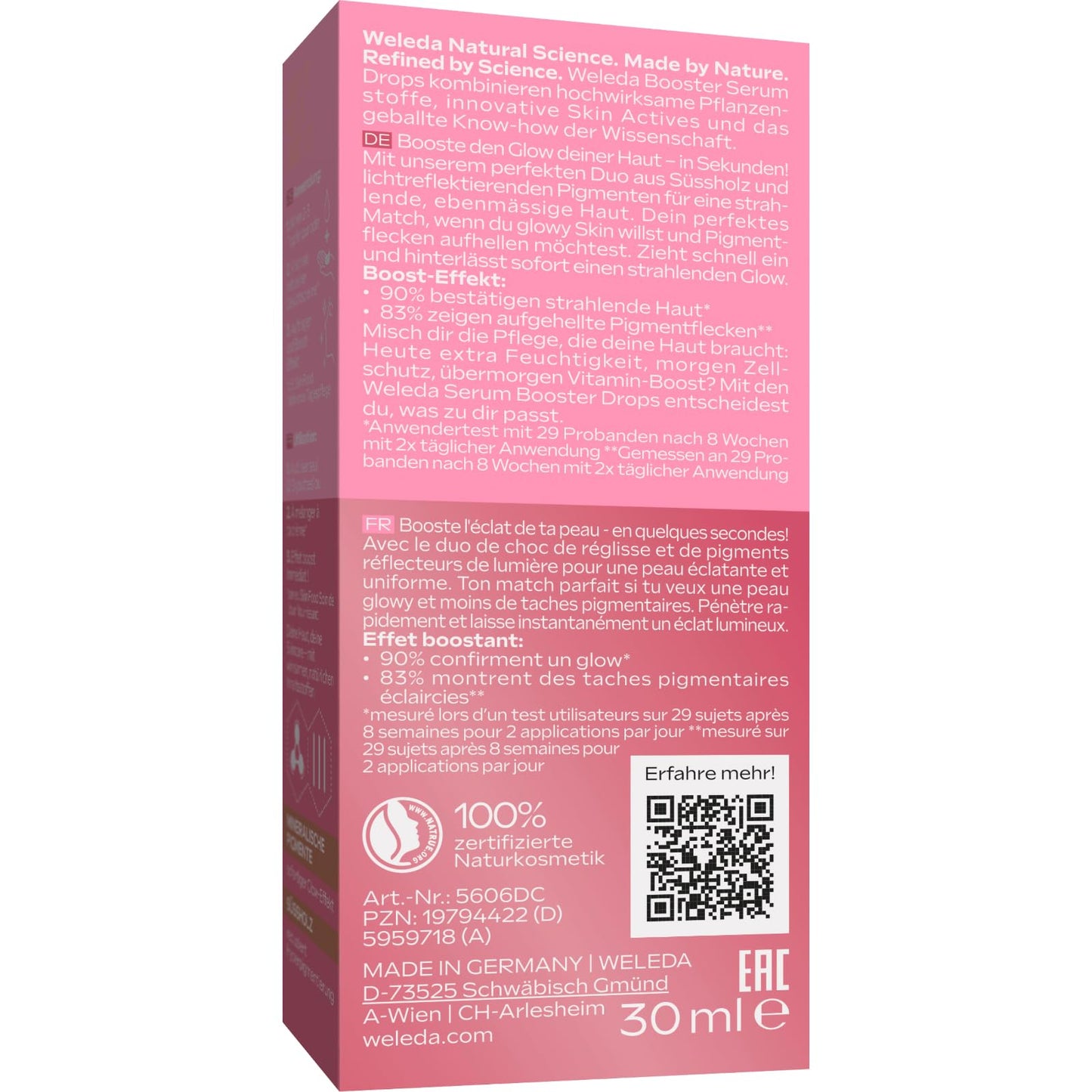 Weleda Organic Skin Food Glow Serum Drops – Natürliche Kosmetik-Booster-Tropfen mit Süßholz und lichtreflektierenden Pigmenten für einen strahlenden Teint und gegen Pigmentflecken 