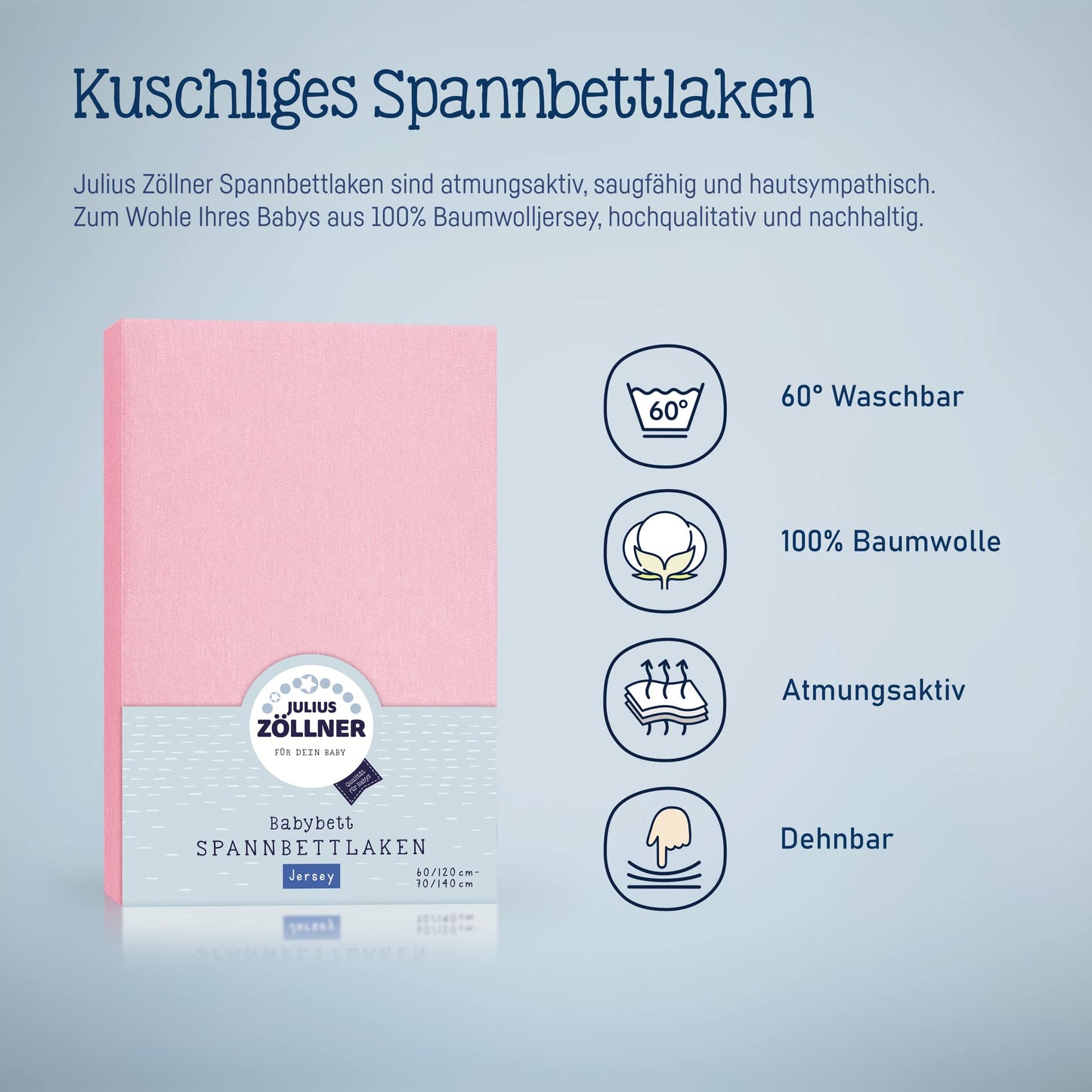 Spannbettlaken für Baby- &amp; Kinderbett, 100 % Jersey-Baumwolle, 2er Pack 