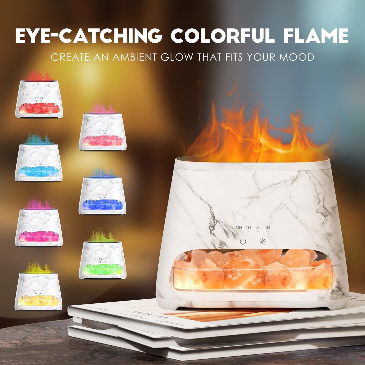 2-in-1 Aroma-Diffusor &amp; Salz-Serie Pakistan Light, Flammeneffekt für ätherische Öle, Luftbefeuchter mit 3 Helligkeitsstufen, 150 ml