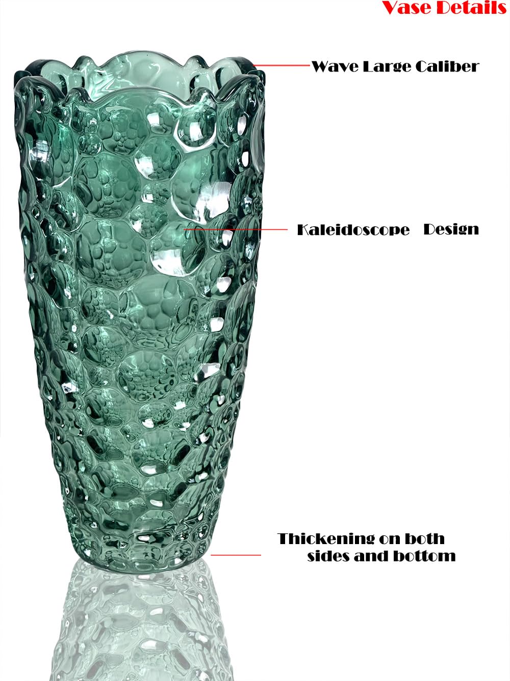 Blumenvase, große hohe Glasvase zur Dekoration, ästhetisch, große Glasvase mit gerippter Textur, modernes Wohnzimmer 