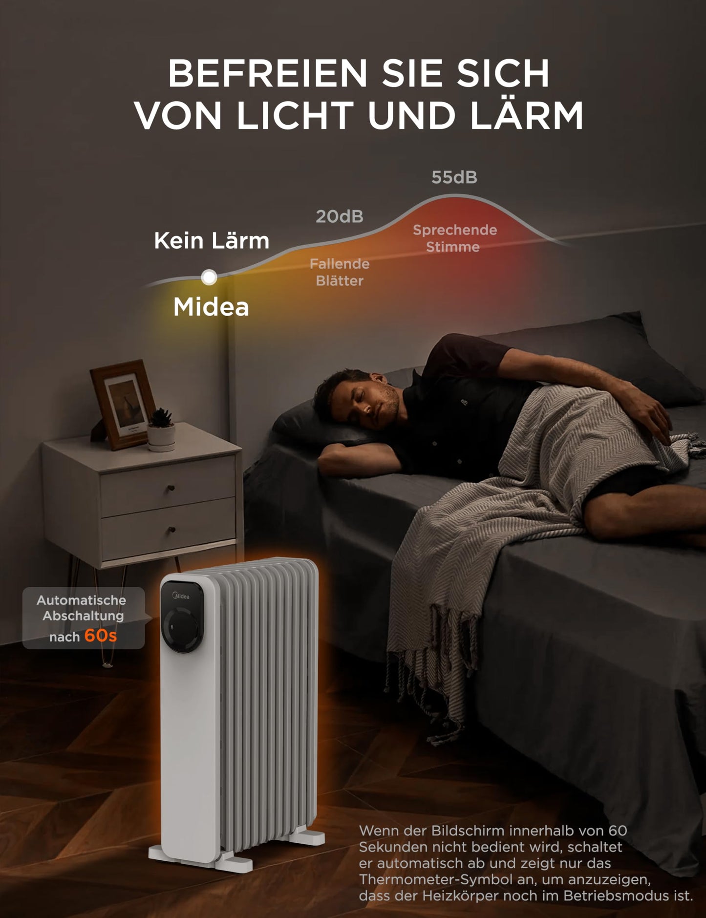 2300W 11 Rippen tragbarer Elektroheizer mit Drehknopfregelung und einstellbarem Thermostat, 3 Heizstufen, Kipp- und Überhitzungsschutz, ultraleicht im Büro &amp; Zuhause