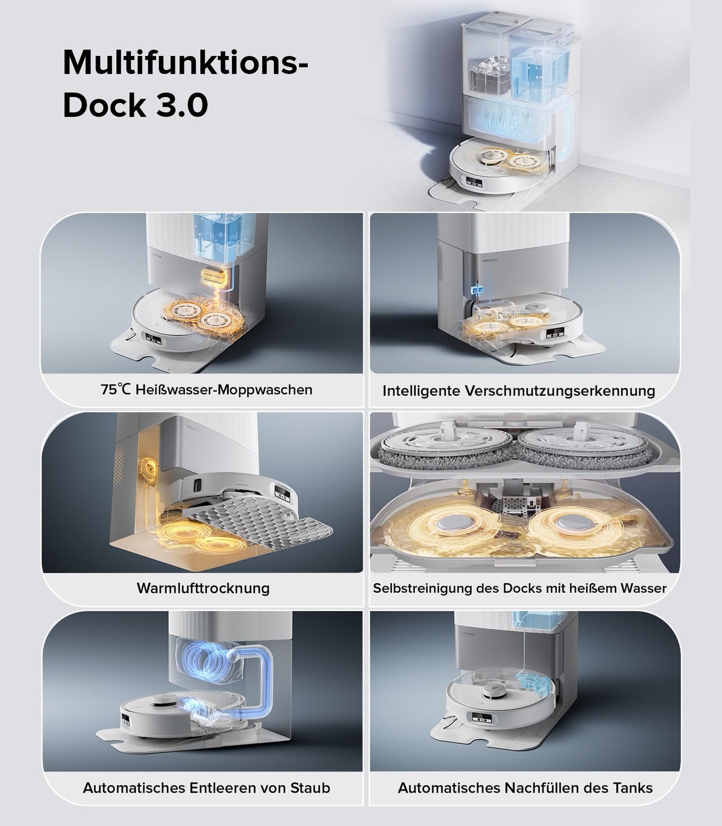 Aspirateur robot Roborock Qrevo Edge avec fonction serpillière, nettoyage des bords, serpillière chauffante, eau chaude à 75 °C 