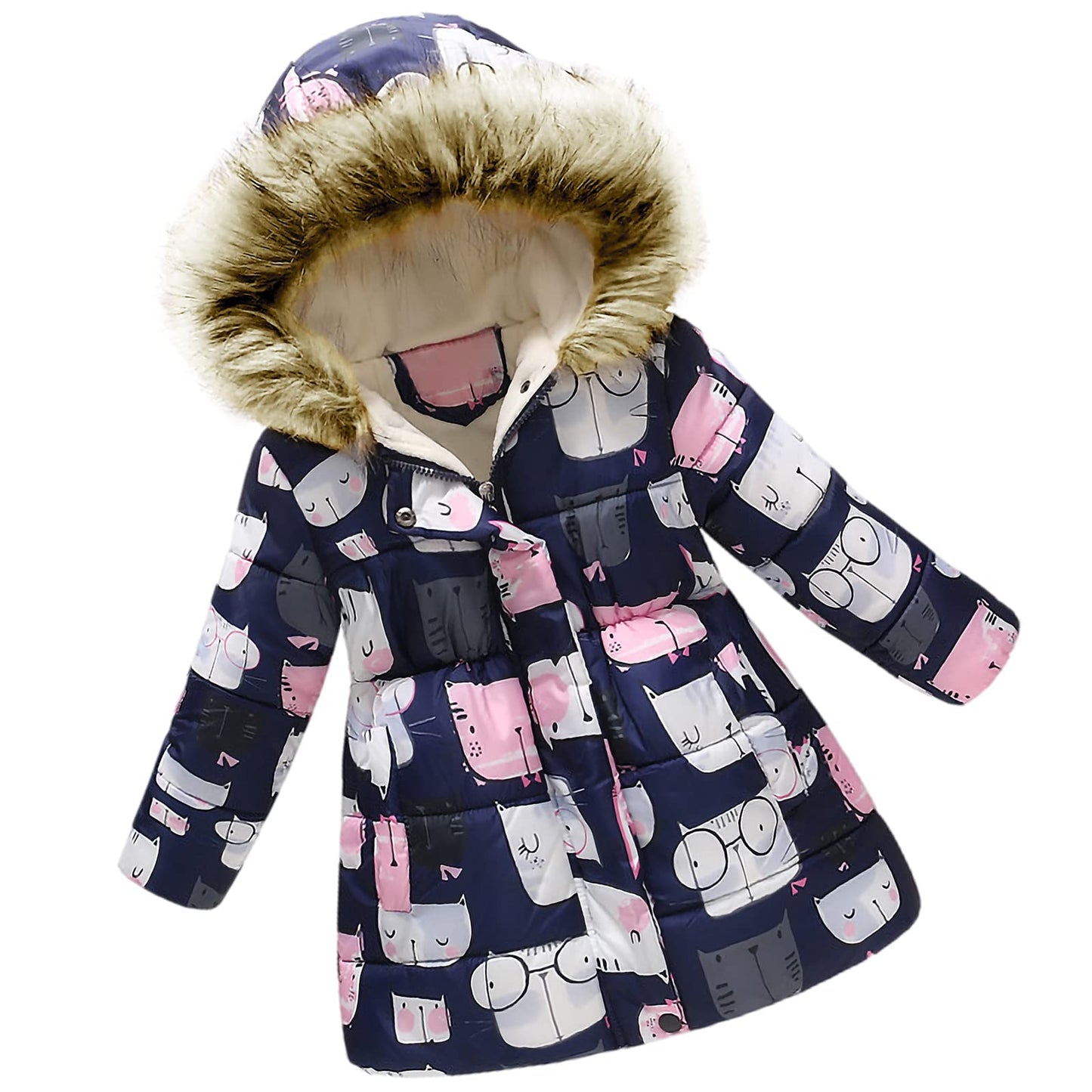 Winter Jacket Girls' Floral Warm Winter Coat Children's Jacket