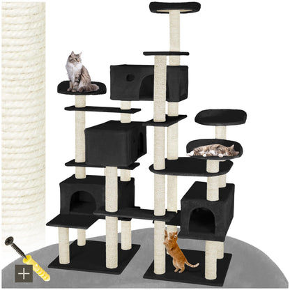 tectake® Katzen Kratzbaum mit Zubehör für Katze groß XXL, Spielturm mit Kratzsäule 