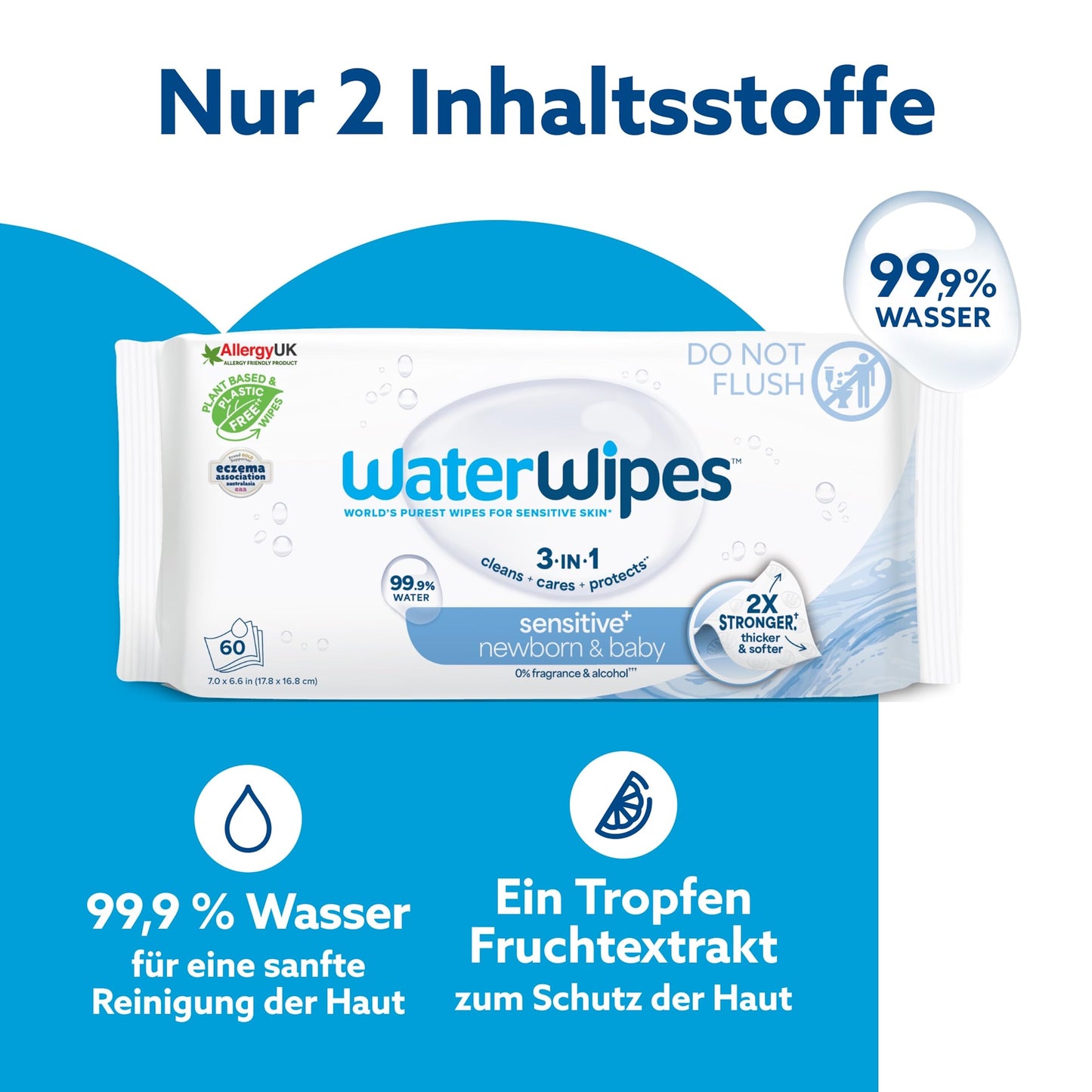 WaterWipes Plastic-Free Original Baby Wipes, 99.9% Water-Based Cleaning Wipes, Unscented for Sensitive Skin