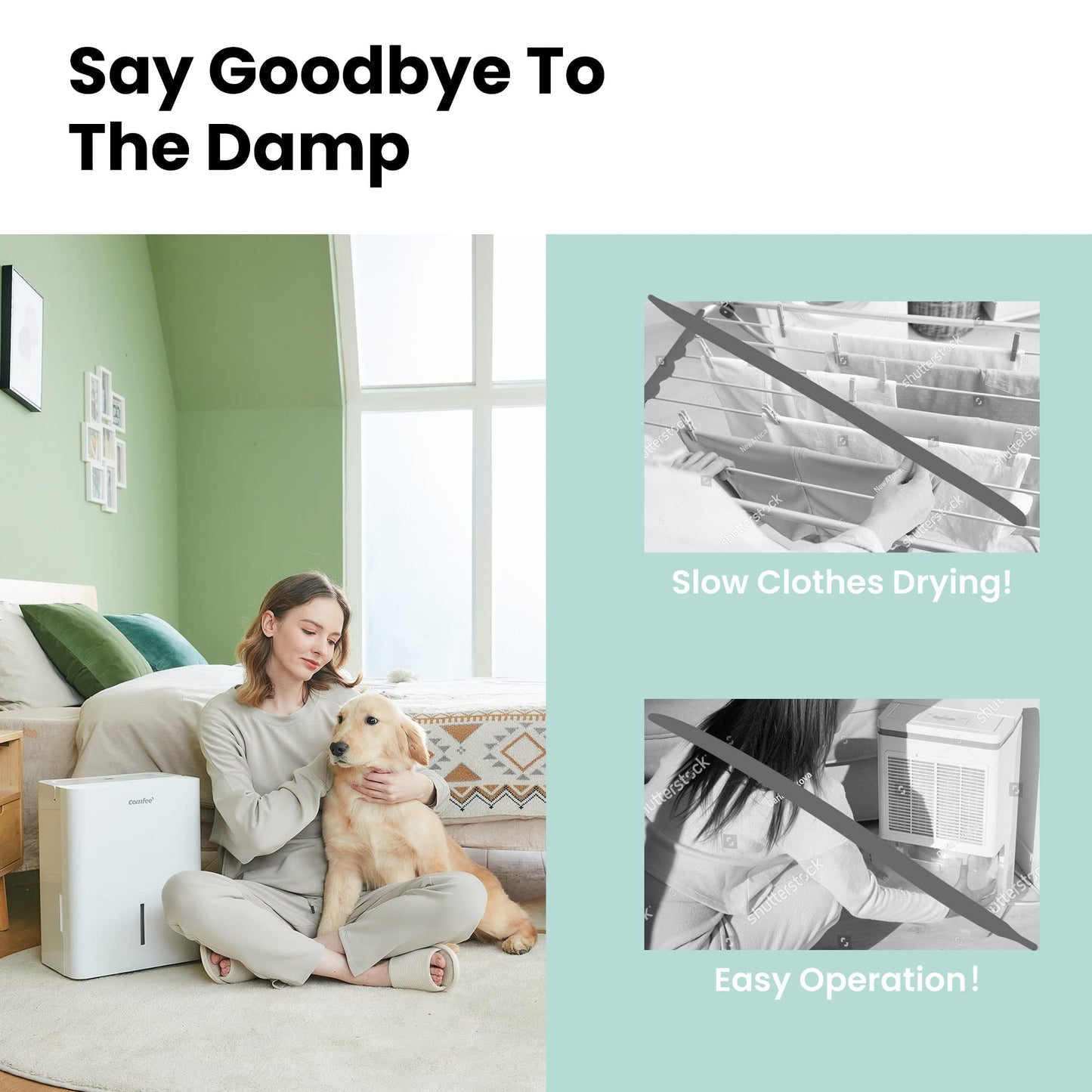 Luftentfeuchter, Entfeuchter 10 l/24 h, Raumgröße ca. 50 m³ (20 m²), LED-Anzeige 