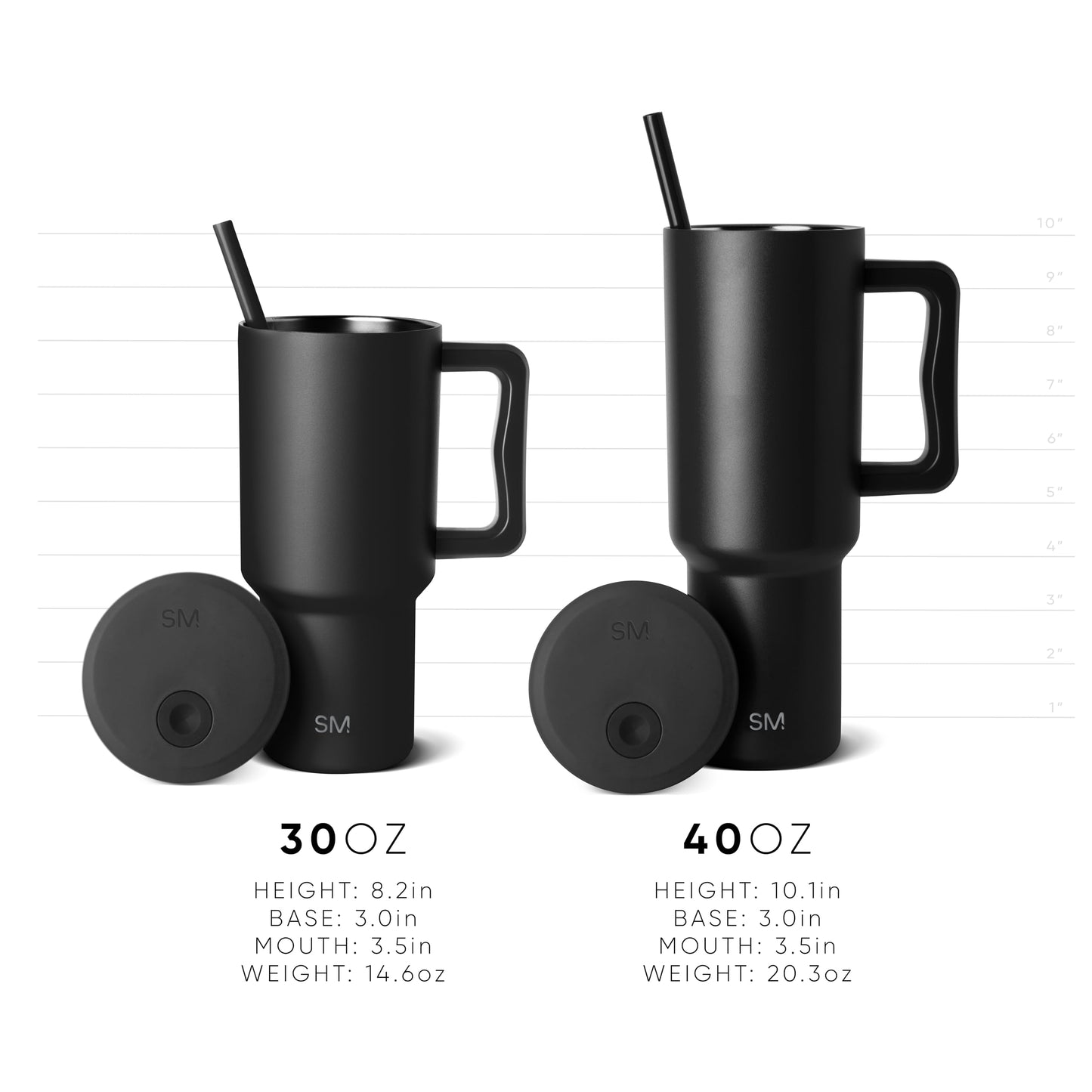 Simple Modern Thermobecher mit Strohhalm und Griff | Isolierter Edelstahl-Trinkbecher Eiskaffee-Reisebecher