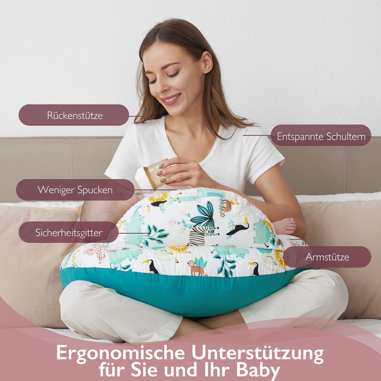 Stillkissen, Stillkissen mit Sicherheitsrand – Ergonomisches Still- und Positionierungskissen 