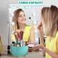 Make up Organizer 360° Drehbar, Pinselhalter Kosmetik Aufbewahrung mit 5 Fächern, Aesthetic Schminktisch Organizers für Zimmer Decor Frisiertisch 