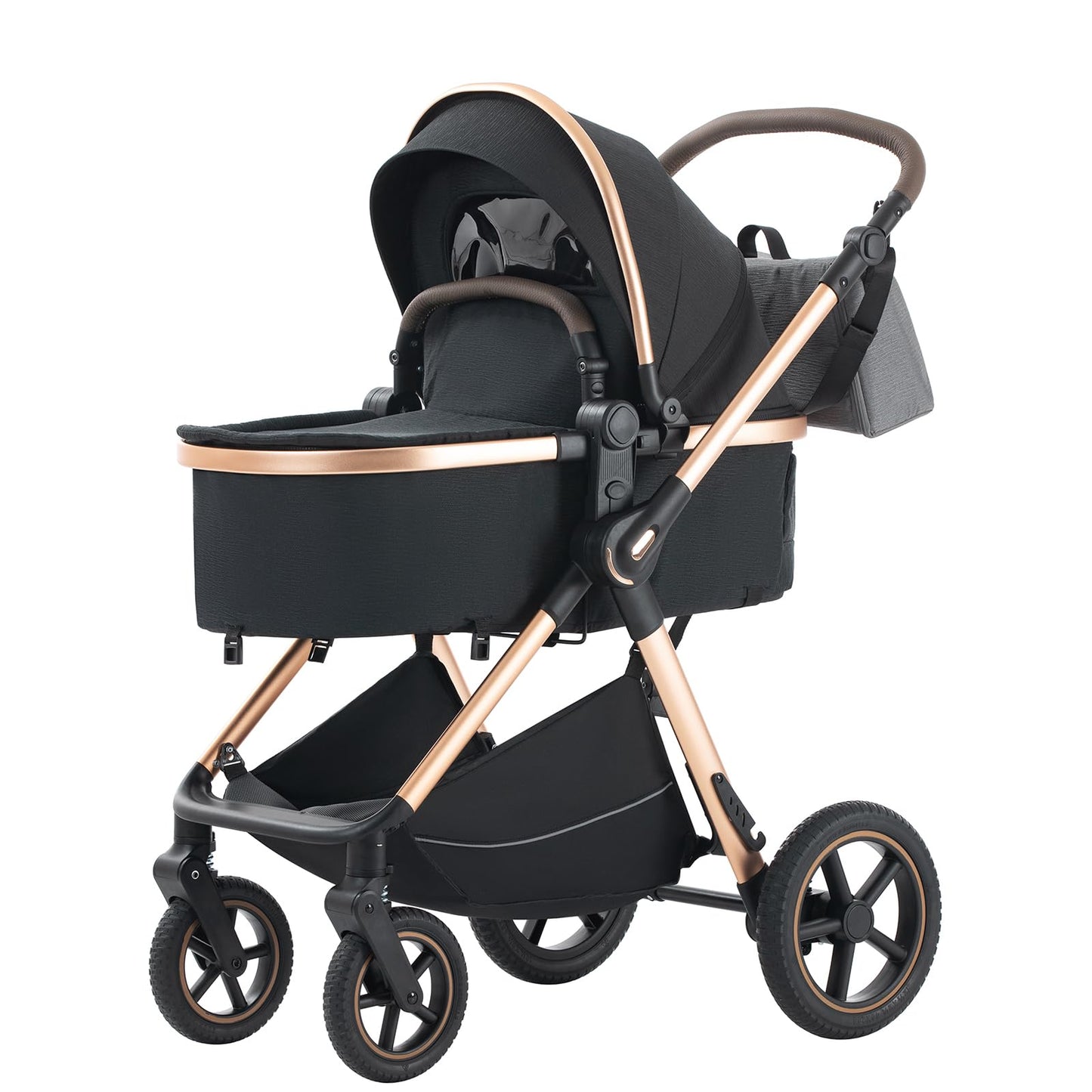 Shineey 3-in-1 Kinderwagen, Buggy, faltbarer Kinderwagen-Satz, Kombi-Kinderwagen 3-in-1 mit großer, komfortabler Babywanne, Gestell aus Aluminiumlegierung 