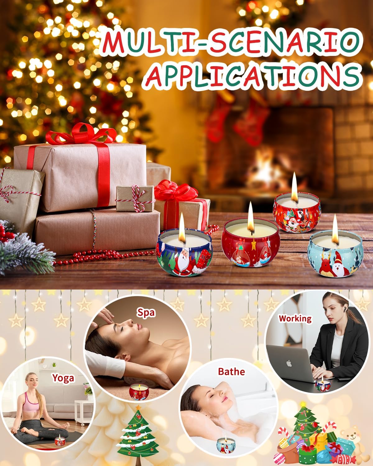 4 Stück Duftkerzen Geschenkset, Sojawachs Aromatherapie Kerzen 