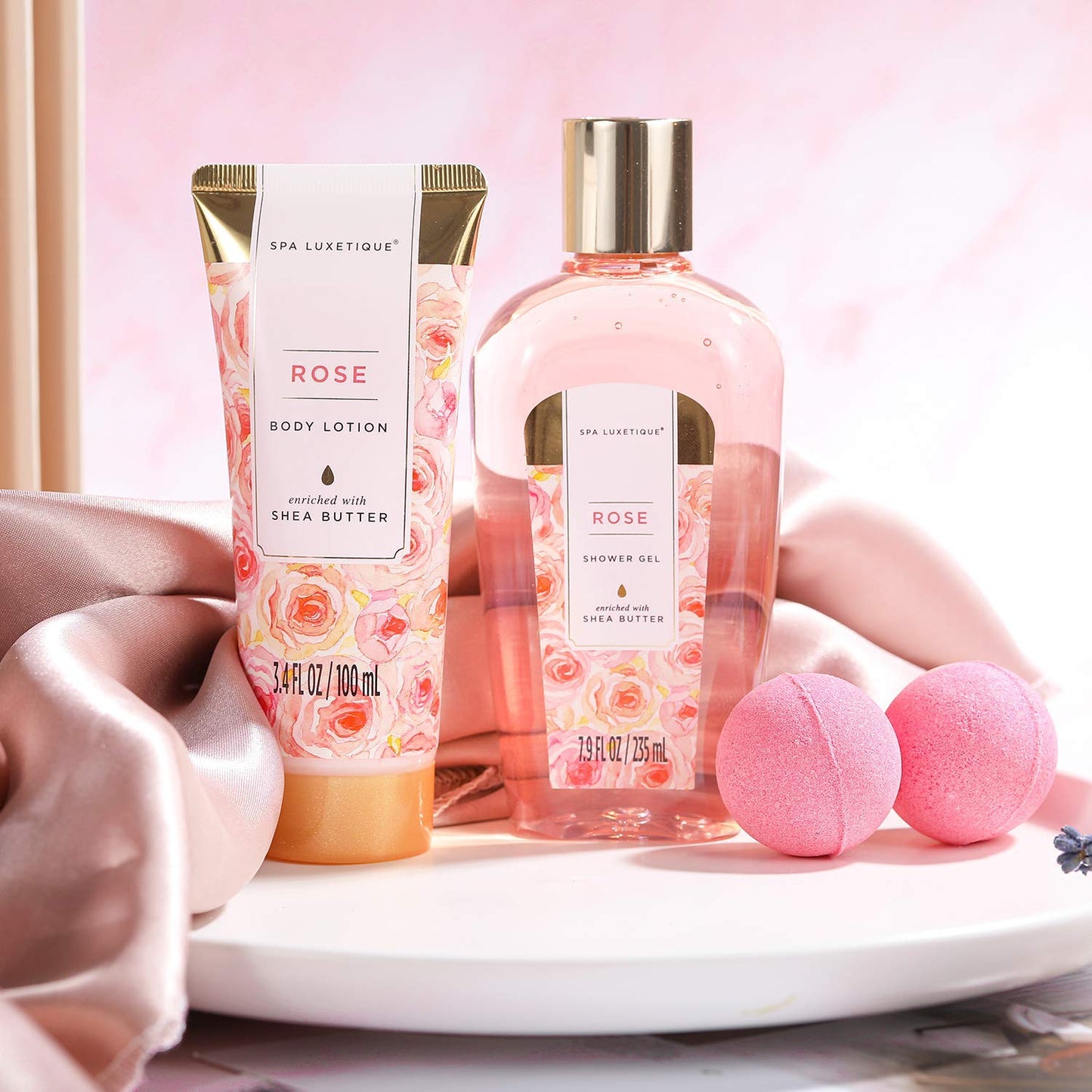 SPA LUXETIQUE Wellness Set für Frauen - 8tlg Rosenduft Bade Geschenkset für Frauen 