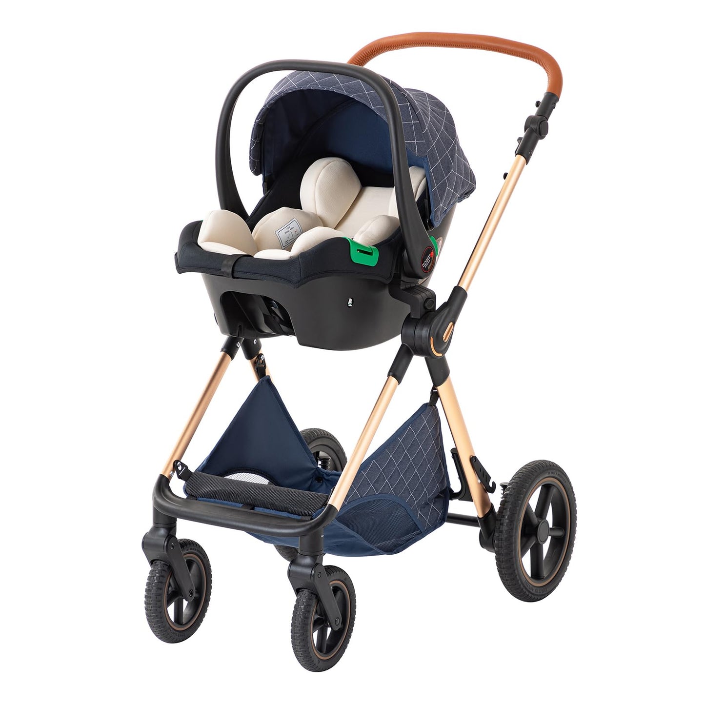 Shineey 3-in-1 Kinderwagen, Buggy, faltbarer Kinderwagen-Satz, Kombi-Kinderwagen 3-in-1 mit großer, komfortabler Babywanne, Gestell aus Aluminiumlegierung 