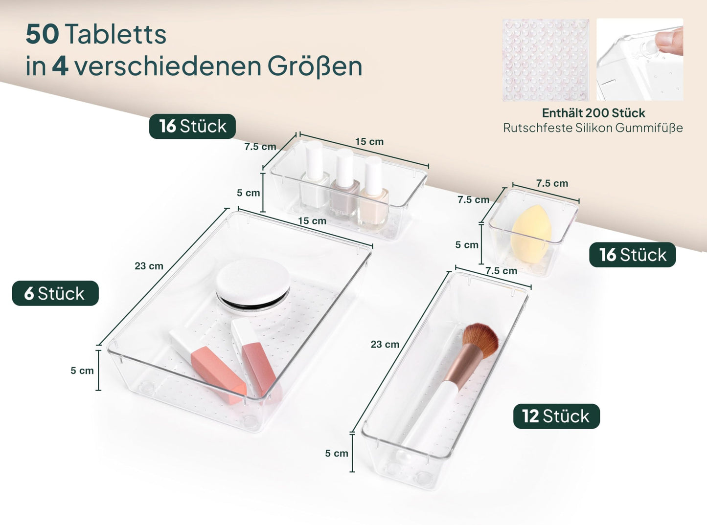 Uandu Schubladenorganizer, 25er-Set, Schreibtischorganizer 