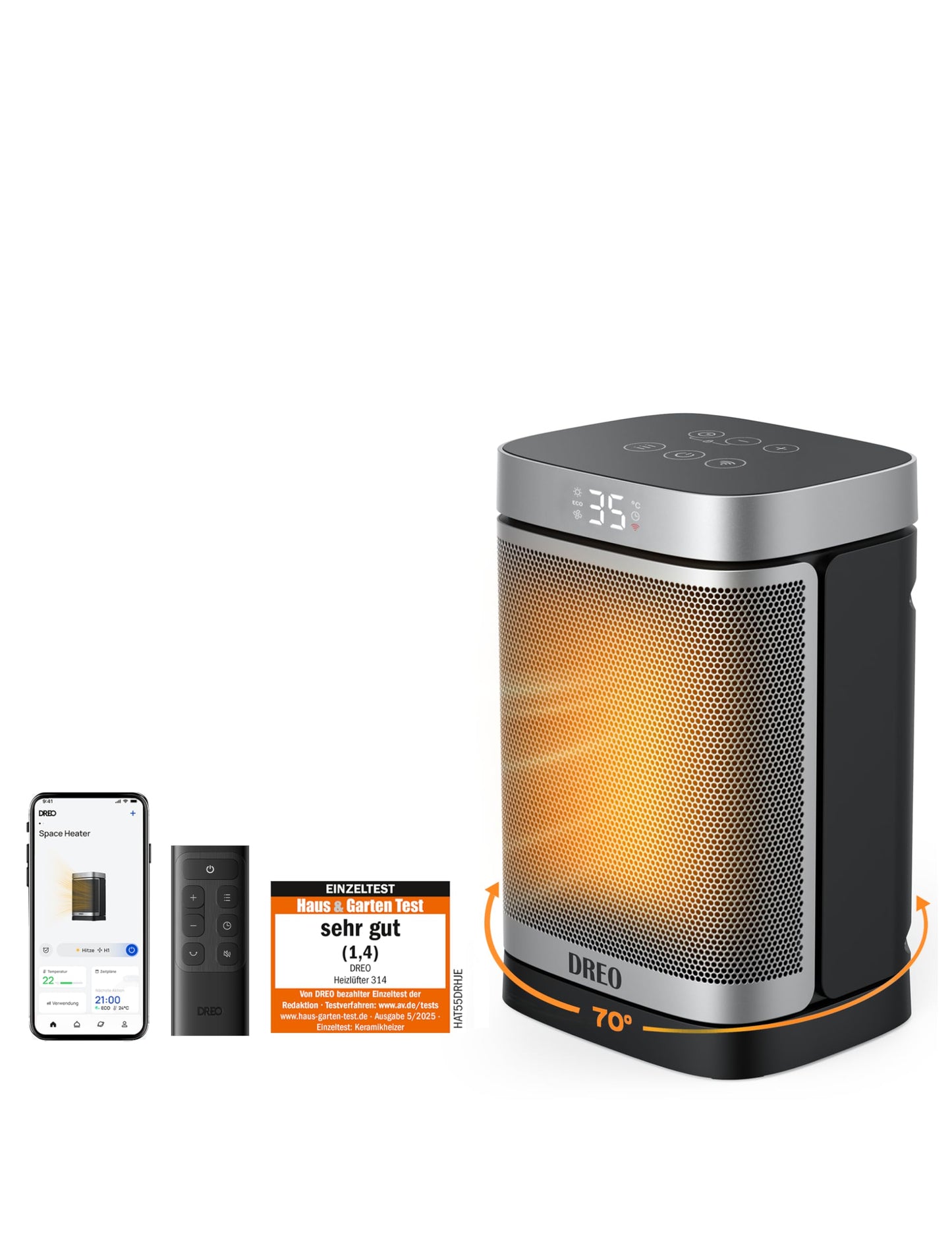 Heizlüfter Energiesparende Leise, Heizung Elektrisch mit Fernbedienung