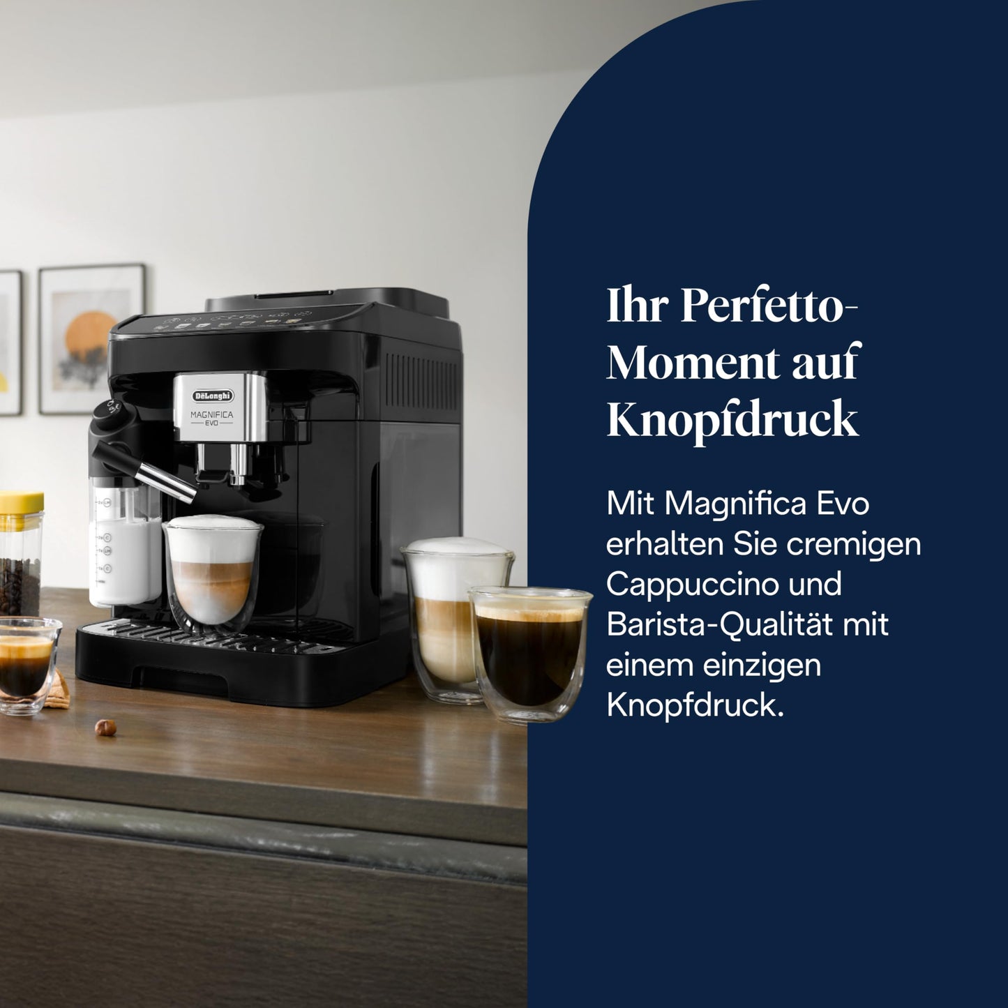 De'Longhi Kaffeevollautomat mit LatteCrema Milchsystem, 7 Direktwahltasten für Cappuccino, Espresso 