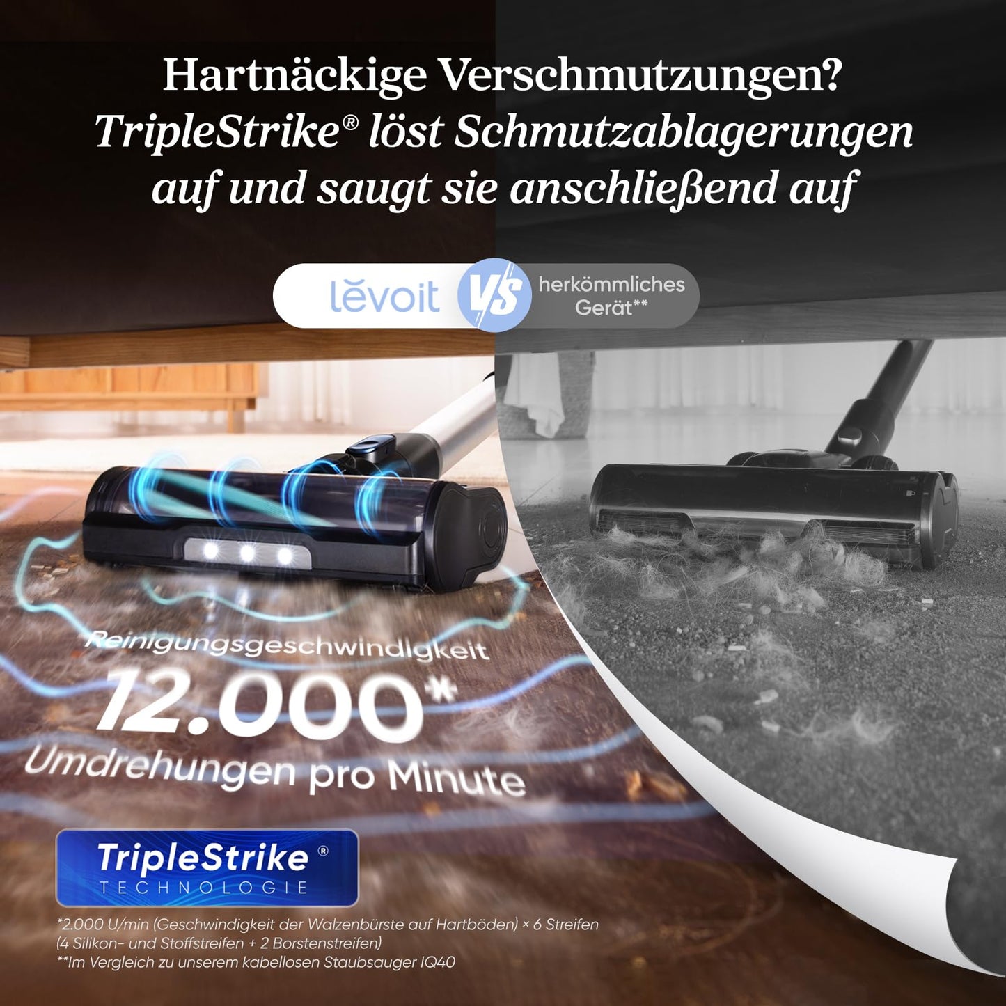 Akku Staubsauger -Levoit - Laufzeit für 75㎡ -4-in-1 Vacuum Cleaner - 99,9 Prozent Filterleistung