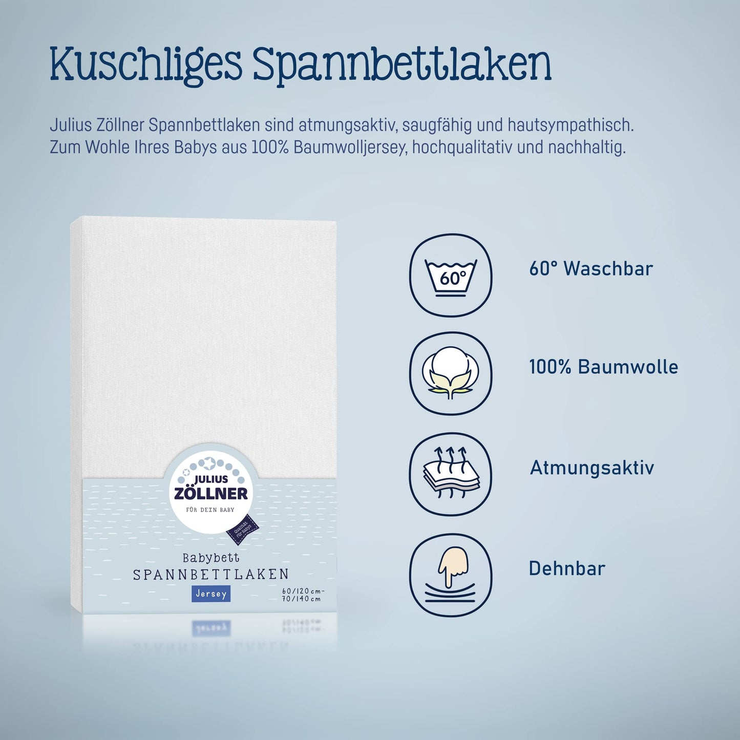 Spannbettlaken für Baby- &amp; Kinderbett, 100 % Jersey-Baumwolle, 2er Pack 