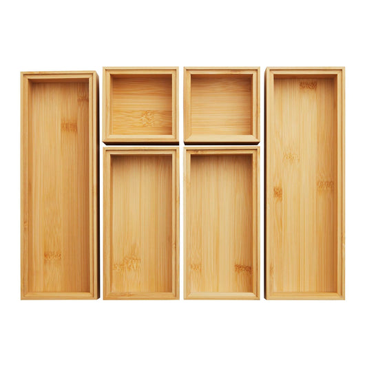 Orga-Box Schubladen-Organizer BAMBUS Aufbewahrungsbox 6 teilig 