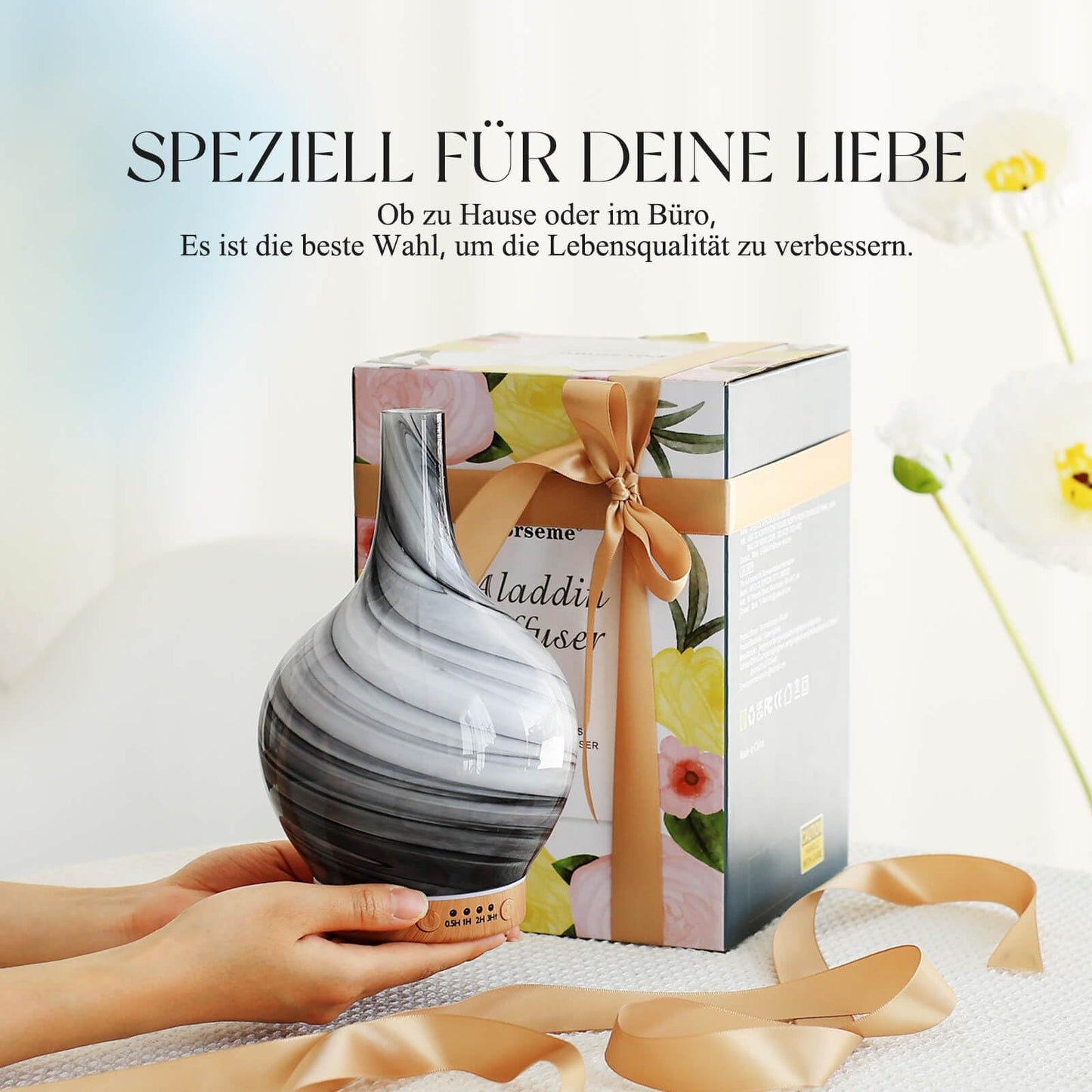 Aroma Diffuser Luftbefeuchter,150ml Luftbefeuchter Ultraschall Leise 7 farbwechselnde LEDs 