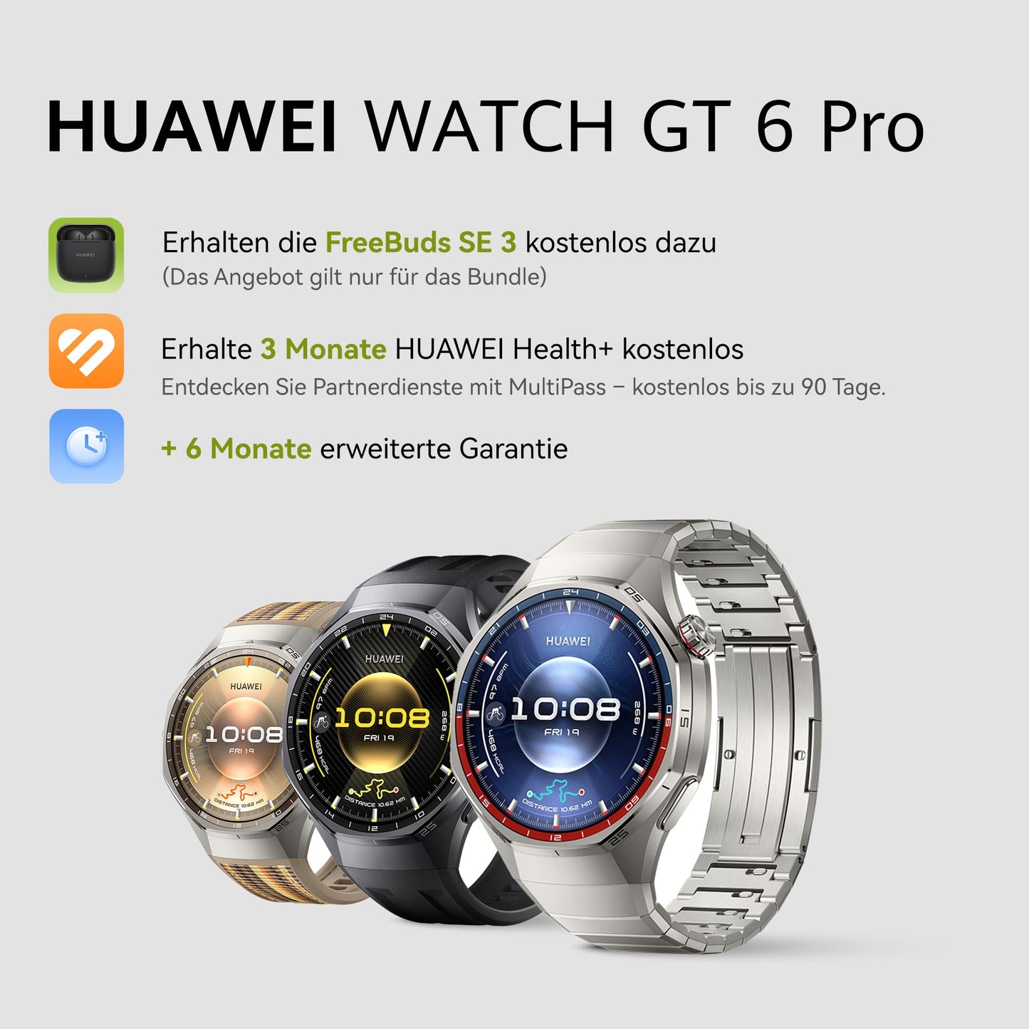 HUAWEI Watch GT 6 Pro Smartwatch, GPS, EKG, 1,47 Zoll AMOLED-Display, bis zu 21 Tage Akkulaufzeit, umfassende Fahrradfunktionen, über 100 Sportmodi, kompatibel mit Android und iOS 