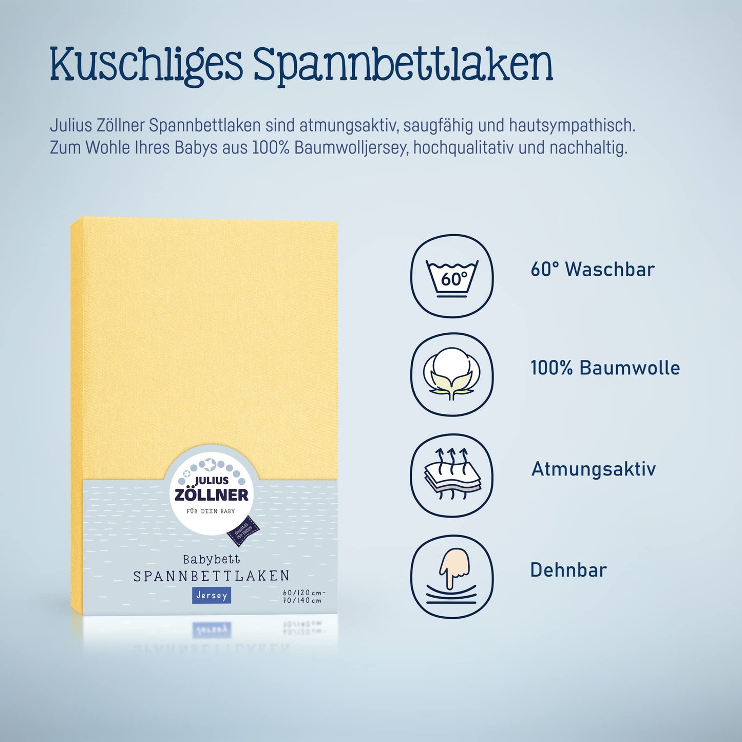 Spannbettlaken für Baby- &amp; Kinderbett, 100 % Jersey-Baumwolle, 2er Pack 