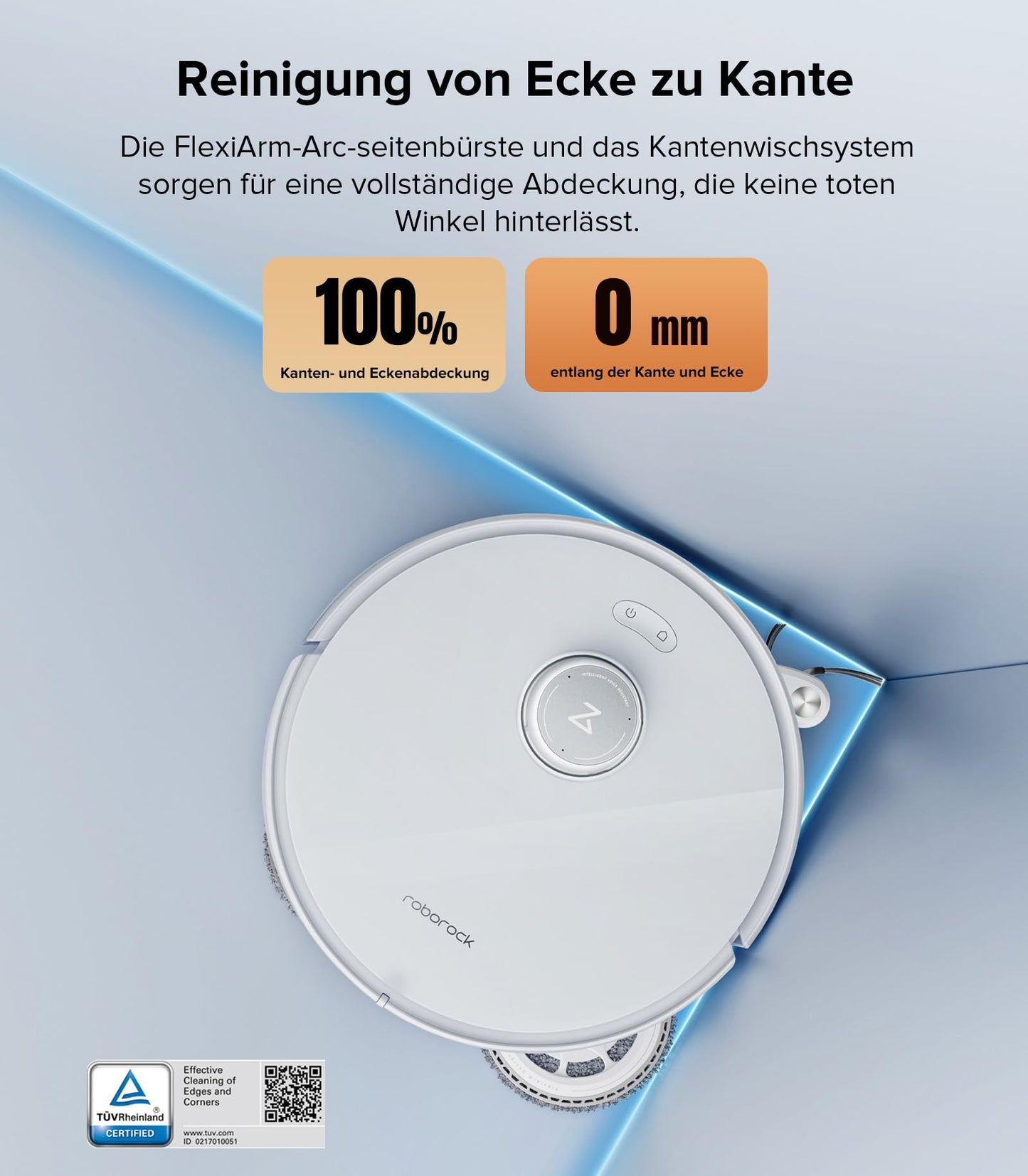 Aspirateur robot Roborock Qrevo Edge avec fonction serpillière, nettoyage des bords, serpillière chauffante, eau chaude à 75 °C 