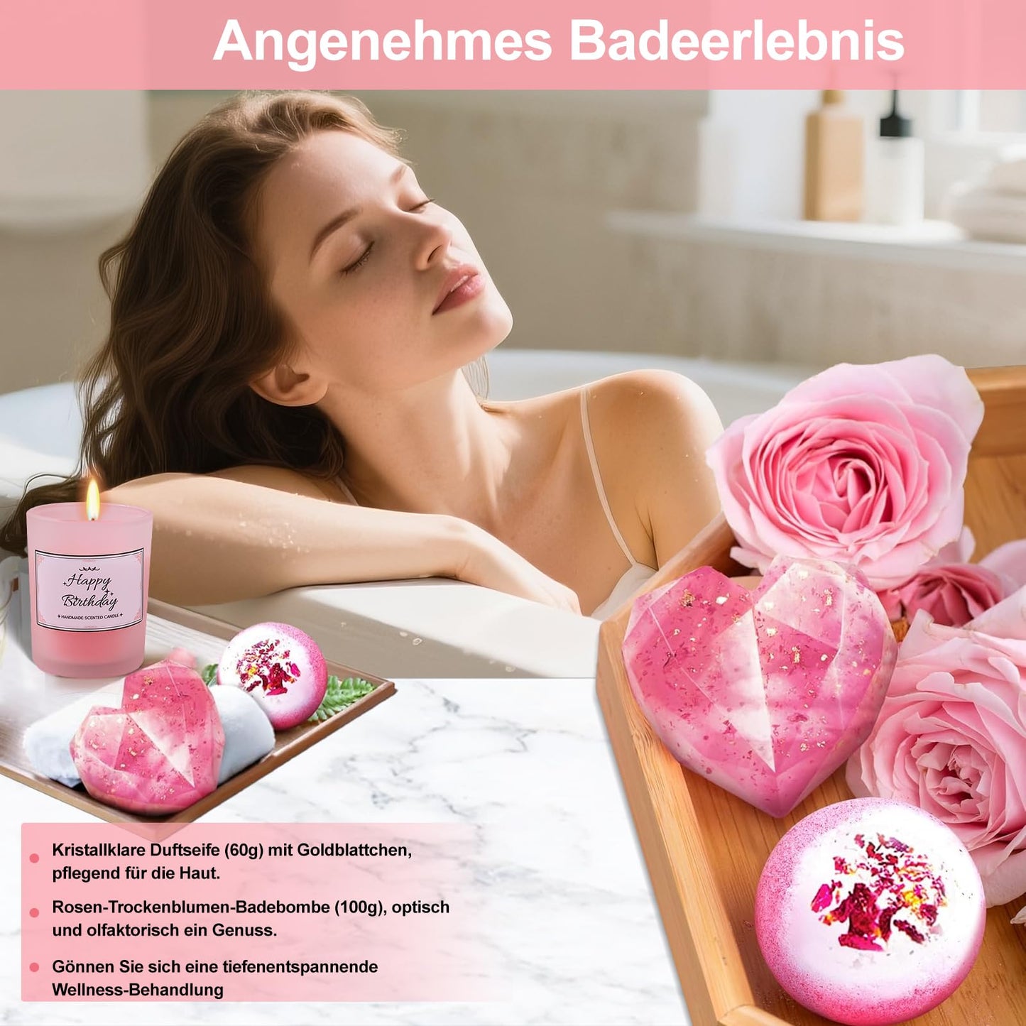 Geschenkset für Mama, Freundin, Schwester, Kaffeebecher und Geschenkset Bad-Entspannung 