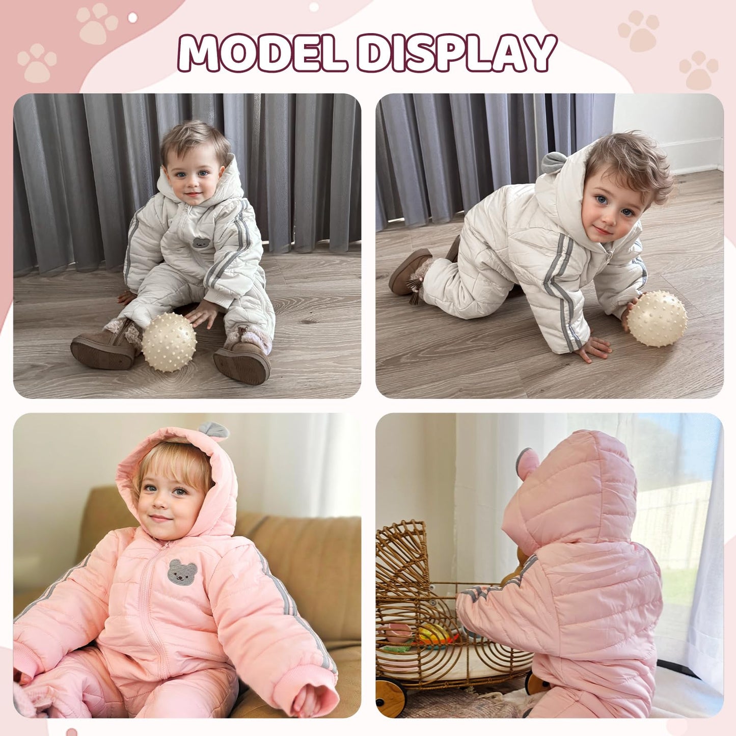 JiAmy Baby Overall Winter, Schneeanzug Baby Jungen Mädchen, Warm Outfits Mit Kapuze