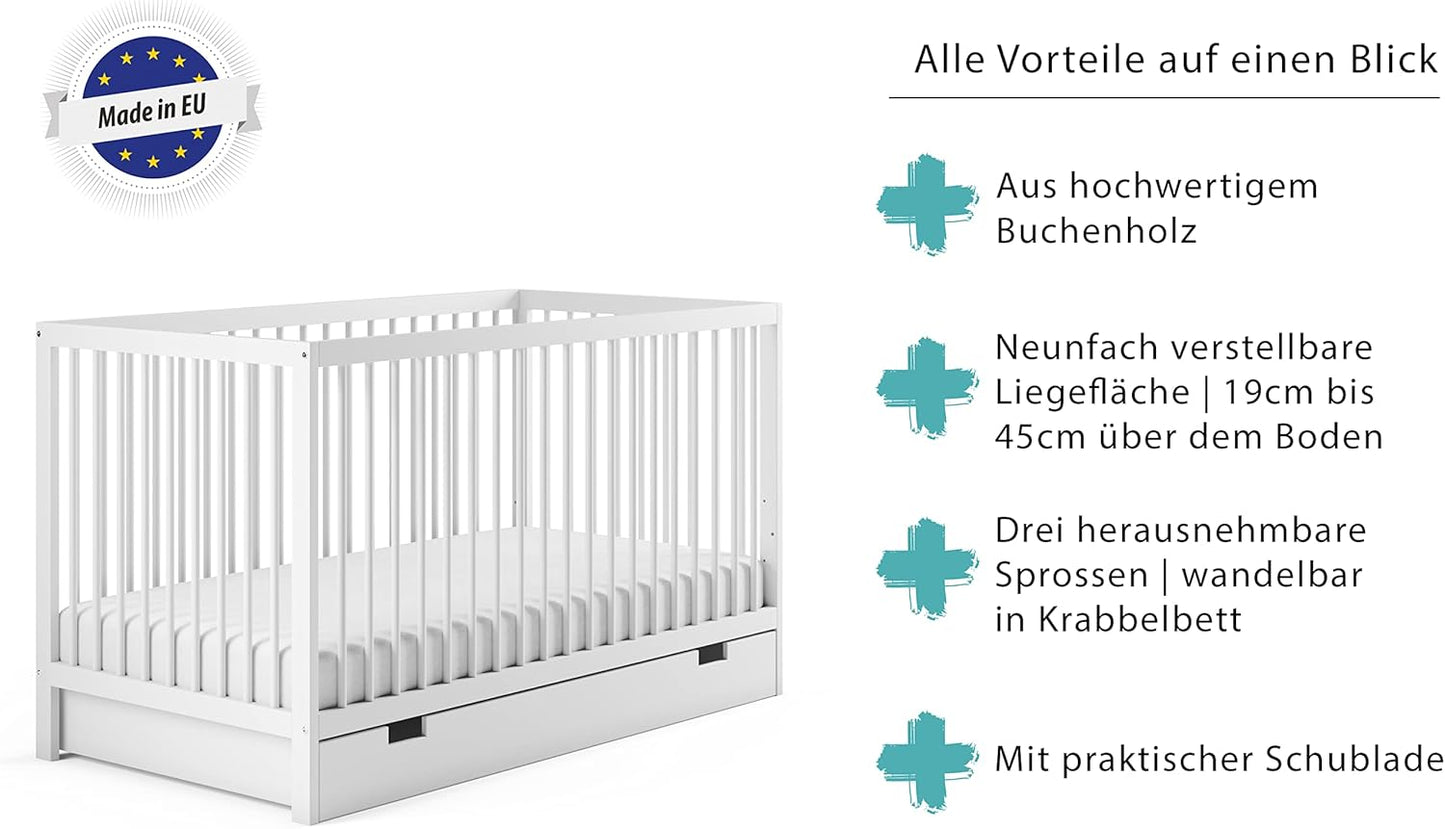 Kids Collective Babybett 60x120 | 70x140 cm, höhenverstellbar 