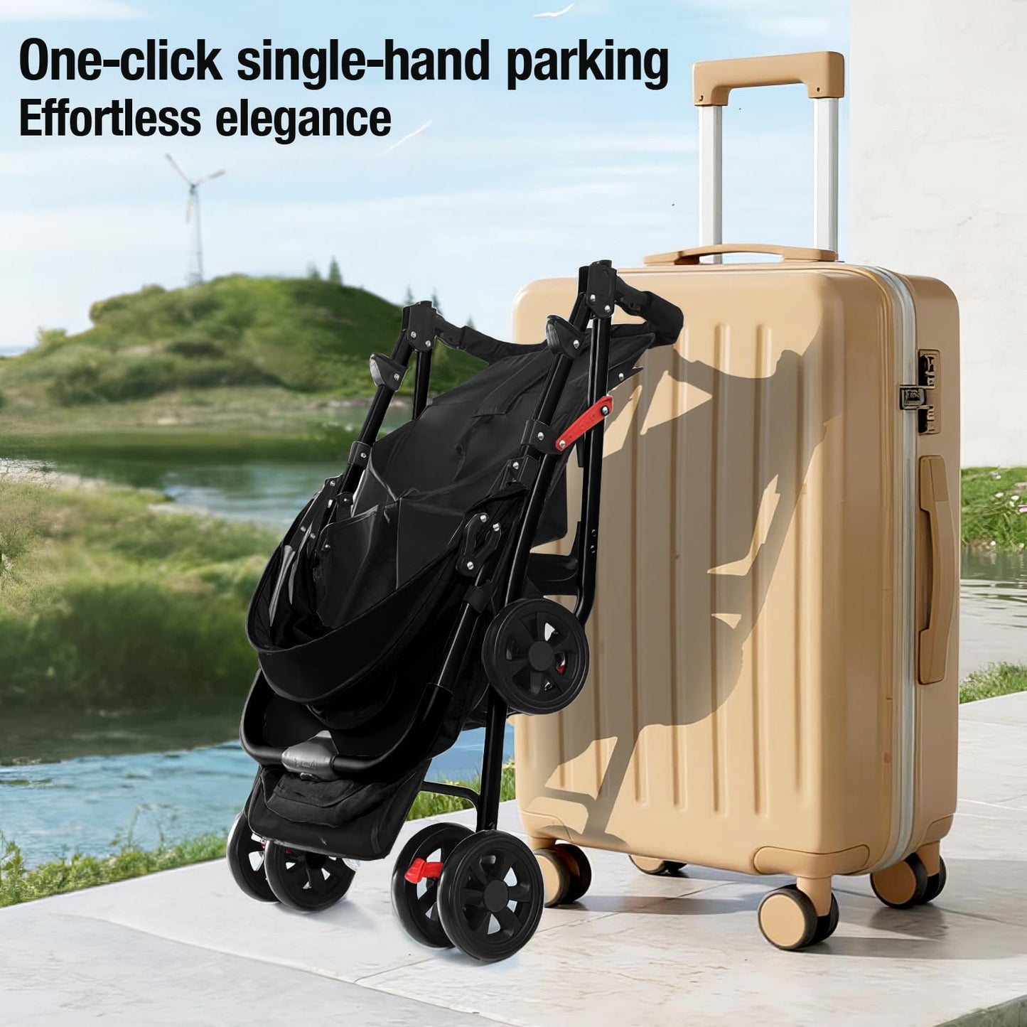 Reenborn 3-in-1 Kinderwagen, Buggy mit zwei umkehrbaren Schiebemodi, Kinderwagen mit Gestell aus Aluminiumlegierung, Babywagen, 3-in-1 Komplettset mit Ein-Klick-Faltmechanismus 