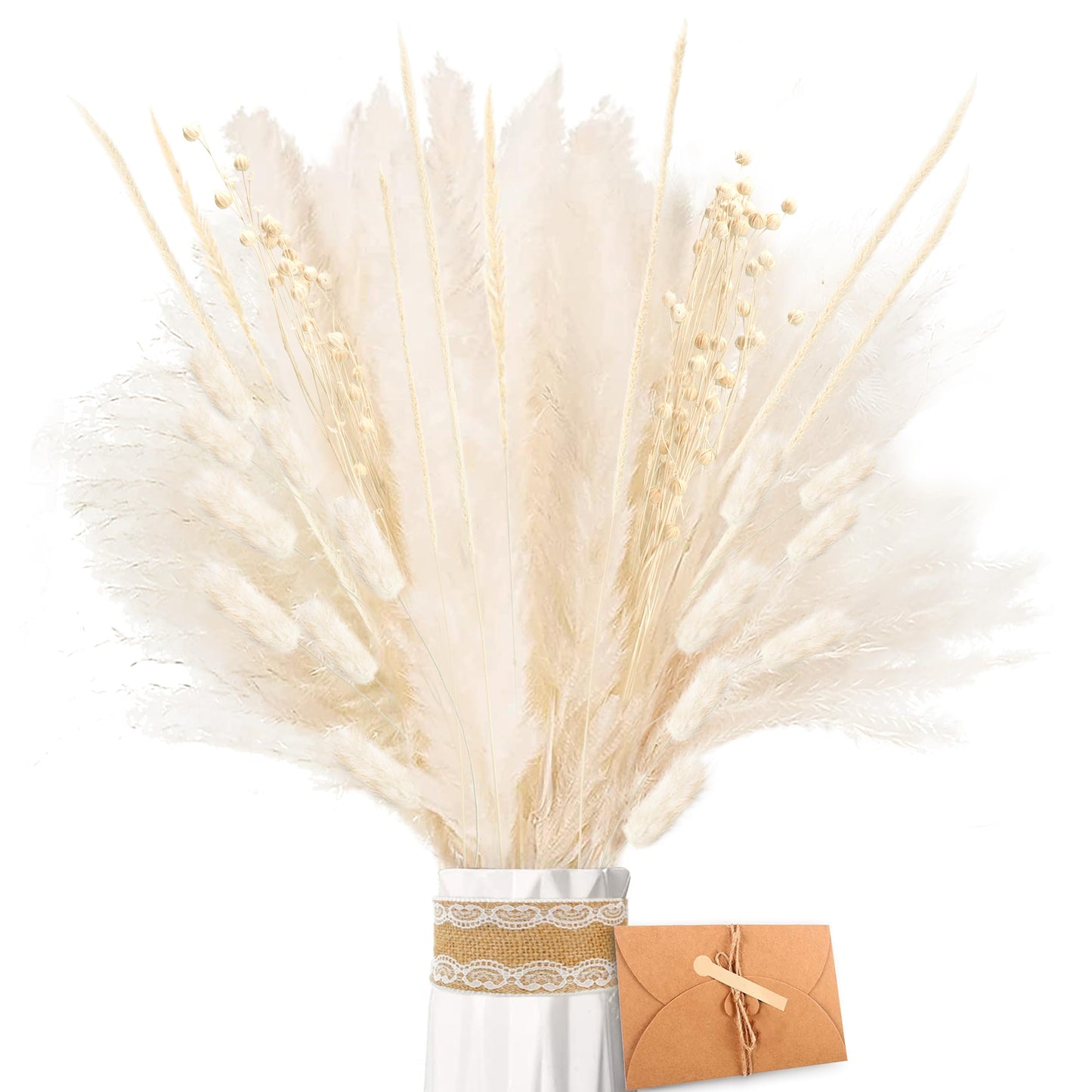 Pampasgras Getrocknet - Natürlich, Braun, Trockenblumen Strauß Dried Flowers, für Heim Decor 