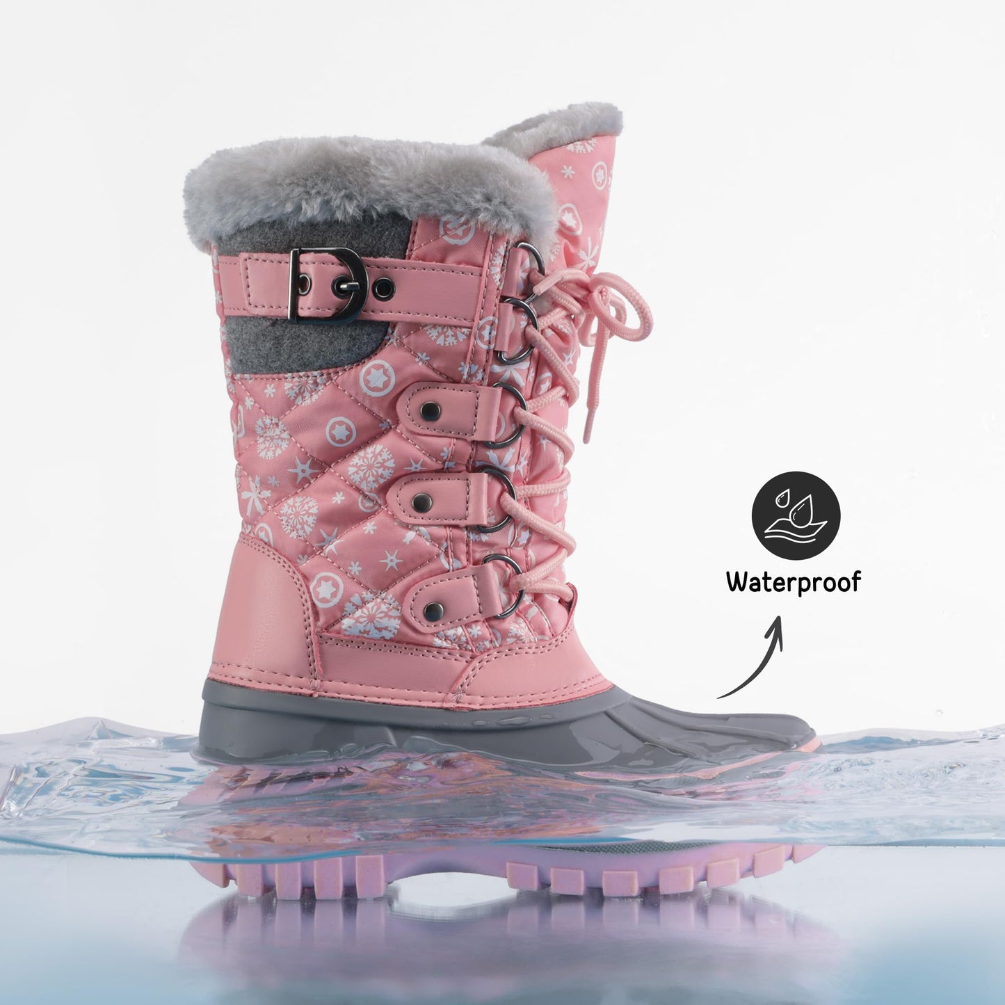 DREAM PAIRS Jungen Mädchen Winterstiefel Wasserabweisend, Warm Rutschfest Schneestiefel 