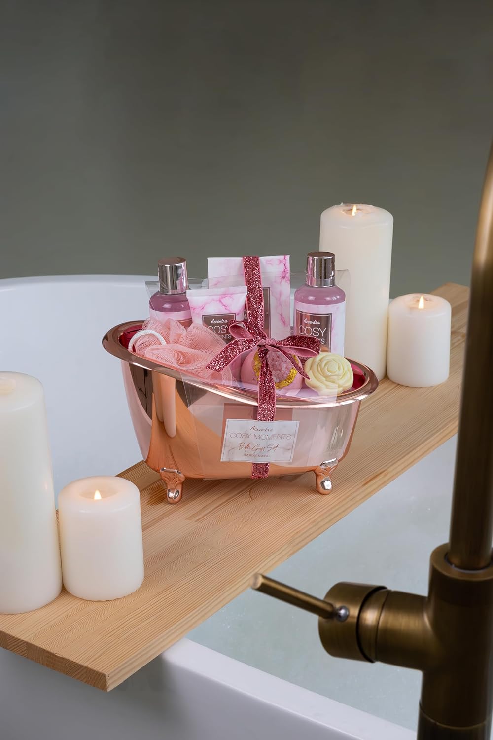Accentra - COSY MOMENTS Bade- &amp; Duschset in Rosé - Geschenk Set zur Entspannung für Frauen zum Geburtstag 