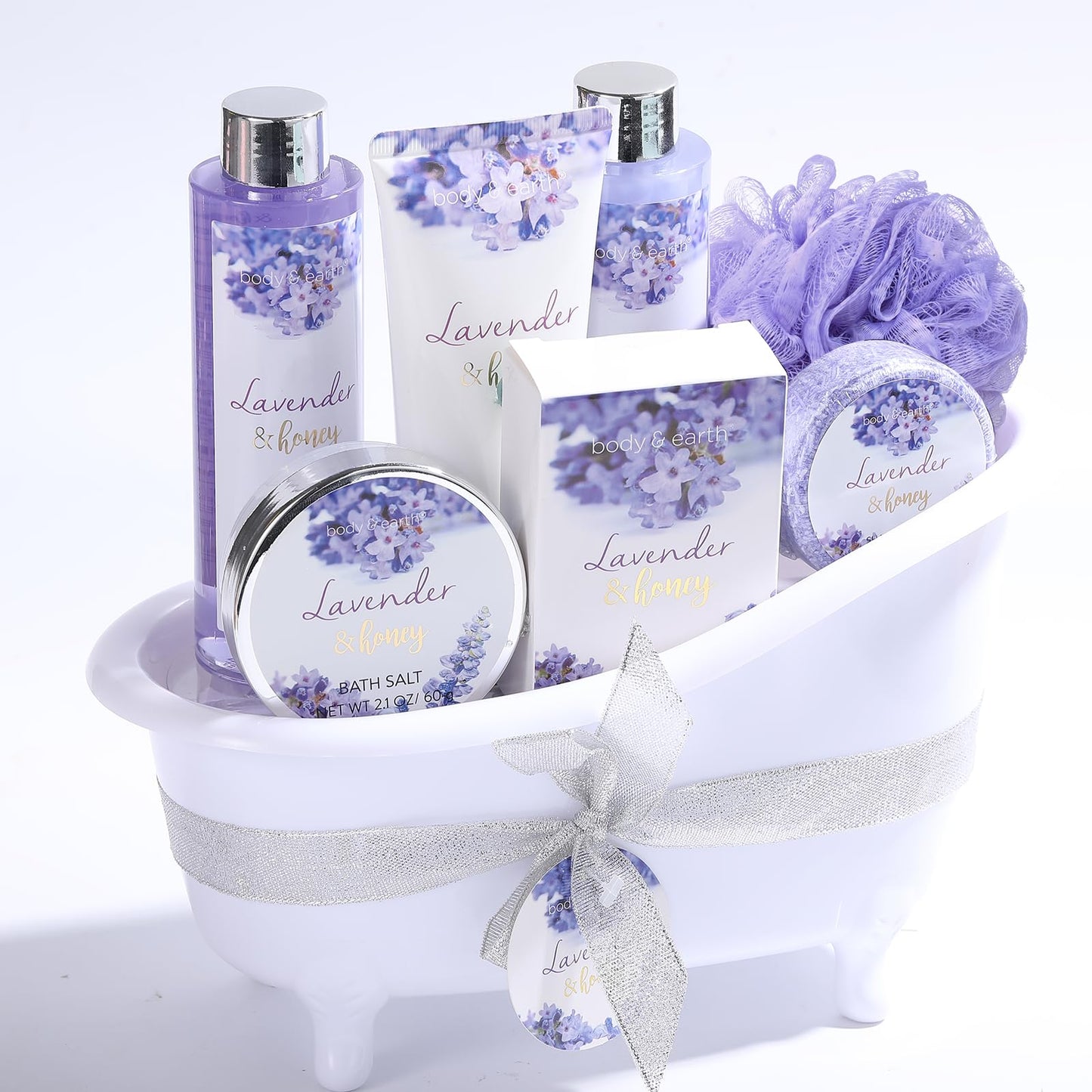 Body &amp; Earth 8-teiliges Spa-Geschenkset für Frauen, Duftrichtung Kirschblüte und Jasmin, Schaumbad, Duschgel, Badesalz, Körperlotion 