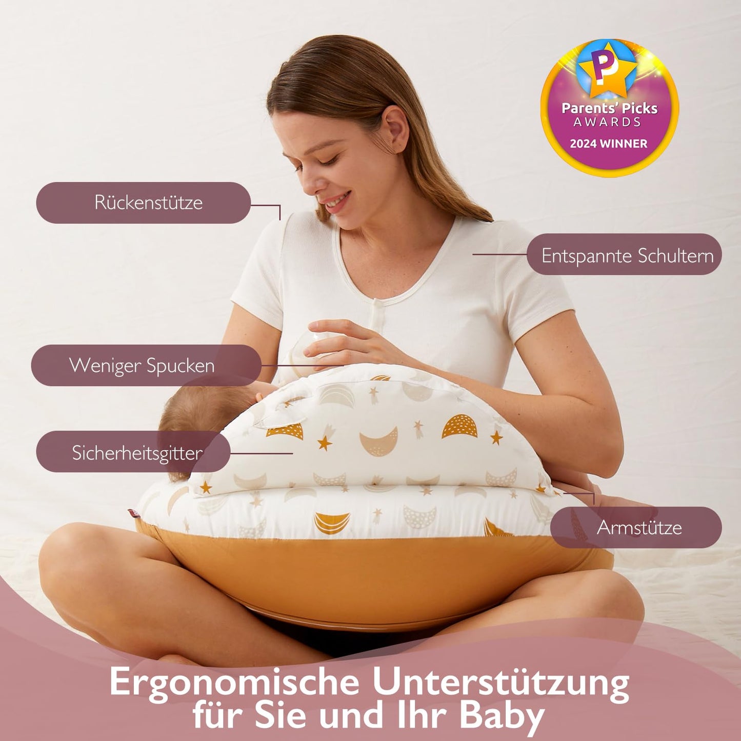 Stillkissen, Stillkissen mit Sicherheitsrand – Ergonomisches Still- und Positionierungskissen 