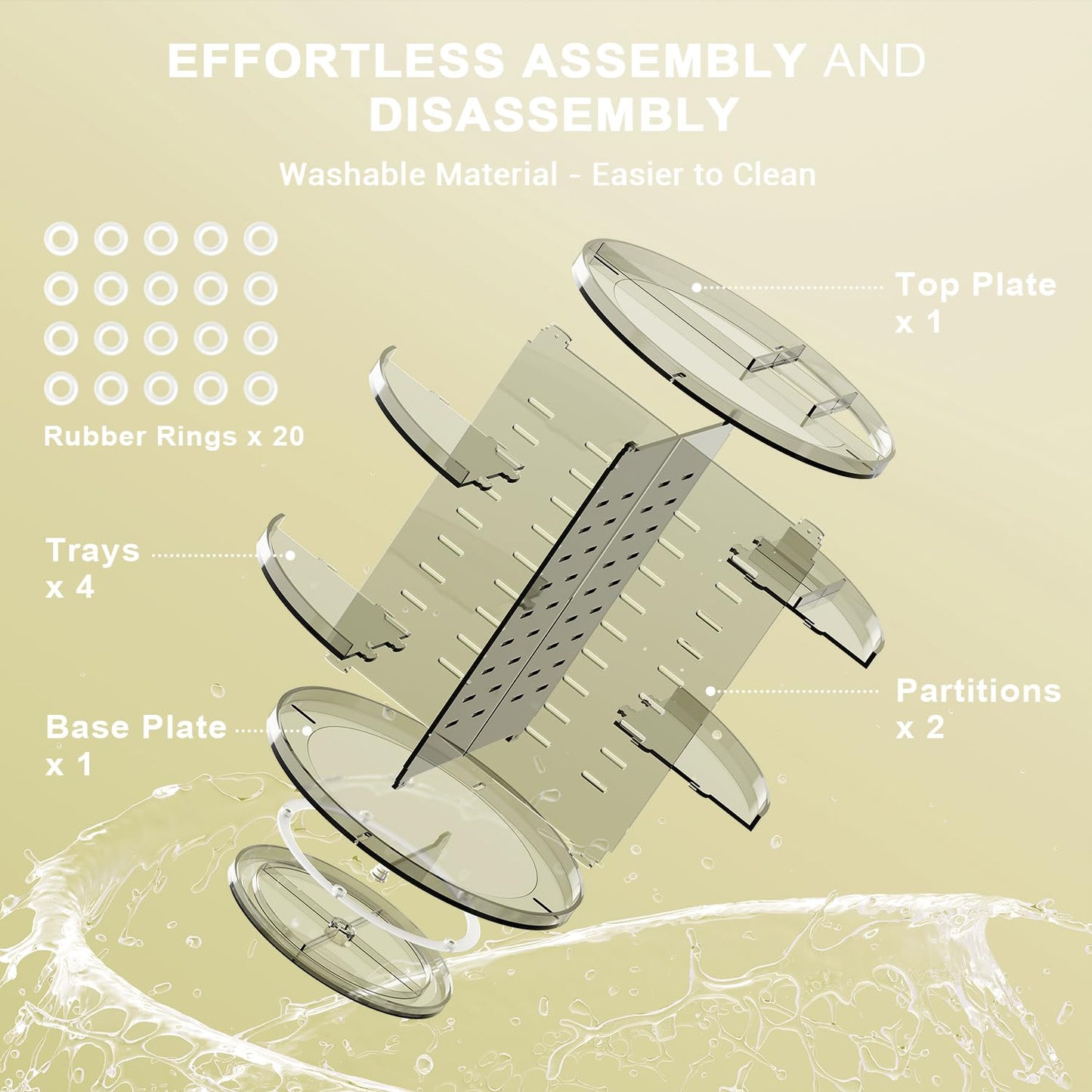 Auxmir Schminktisch Organizer mit 9 einstellbaren Stufen, Make Up Organizer 360° Drehbar, Extra Größer Kosmetik Hautpflege Organisieren 