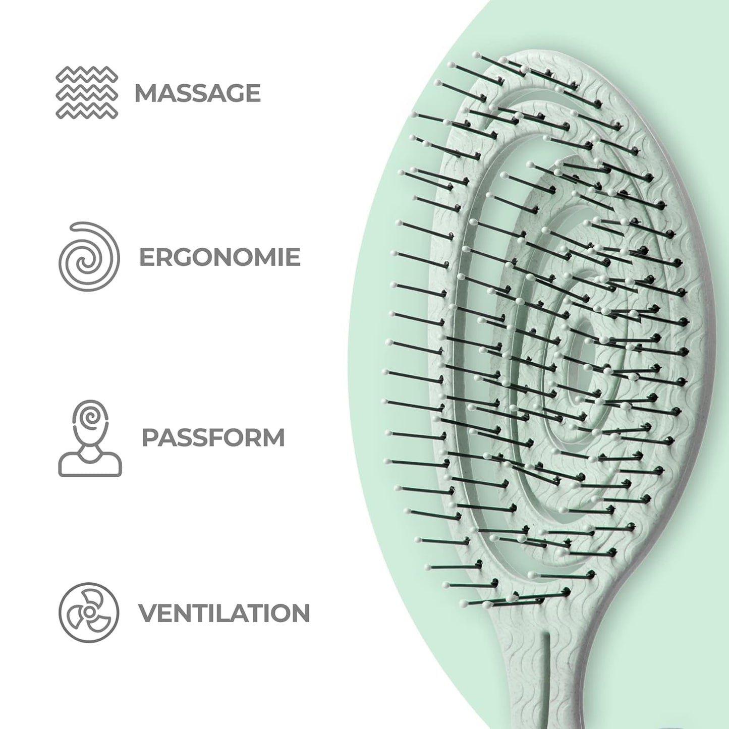 Ninabella Mini Haarbürste ohne Ziepen - Bürste für Reisen - Entwirrbürste für trockenes und nasses Haar - Detangler Bürste