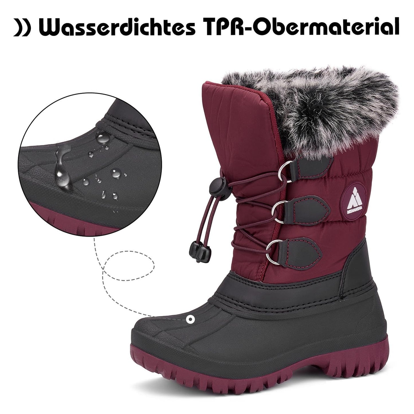 Mishansha Kinder Winterstiefel Gefüttert Wasserdichte Rutschfest Schneestiefel für Mädchen Jungen 