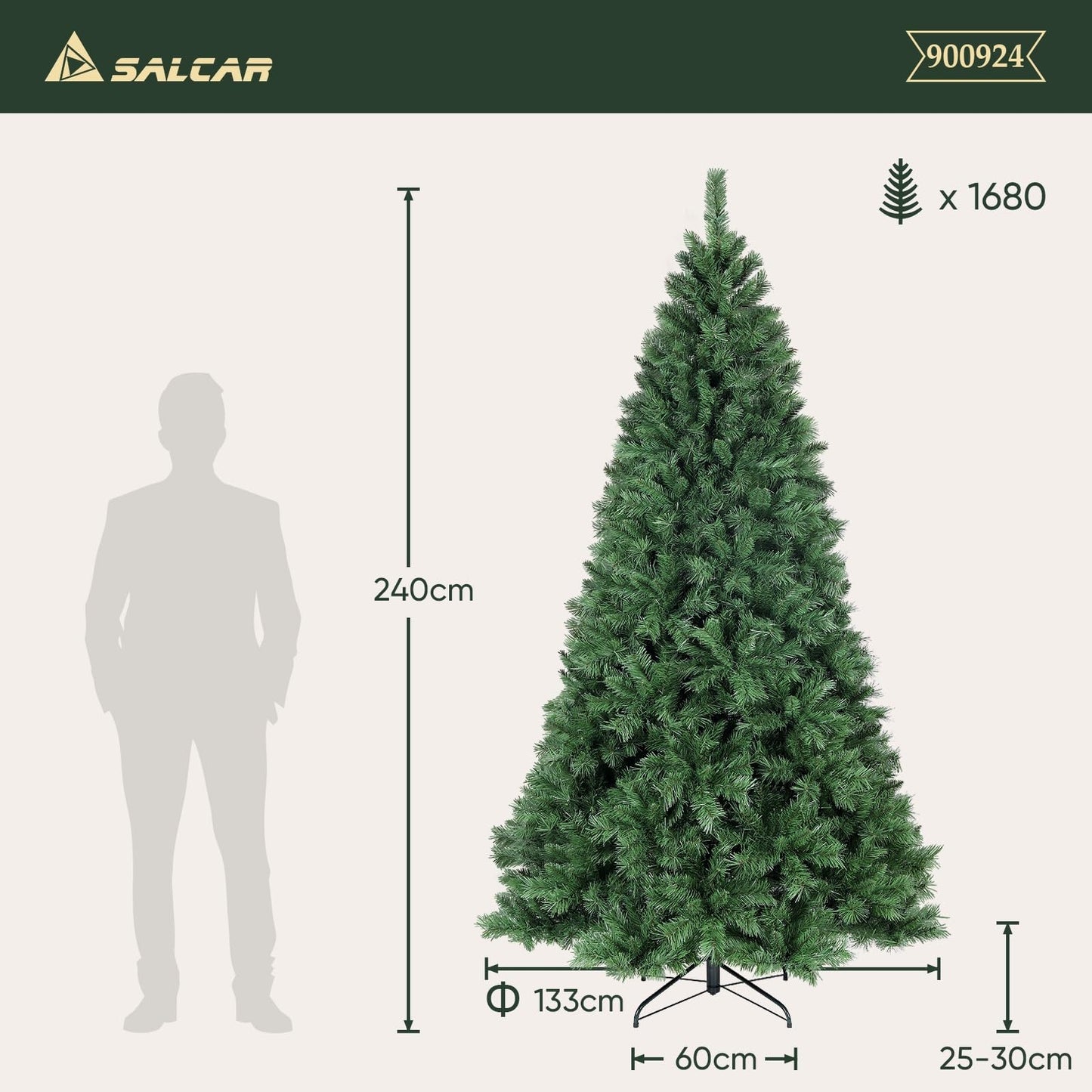 SALCAR Künstlicher Weihnachtsbaum, 60 cm - 270 cm 