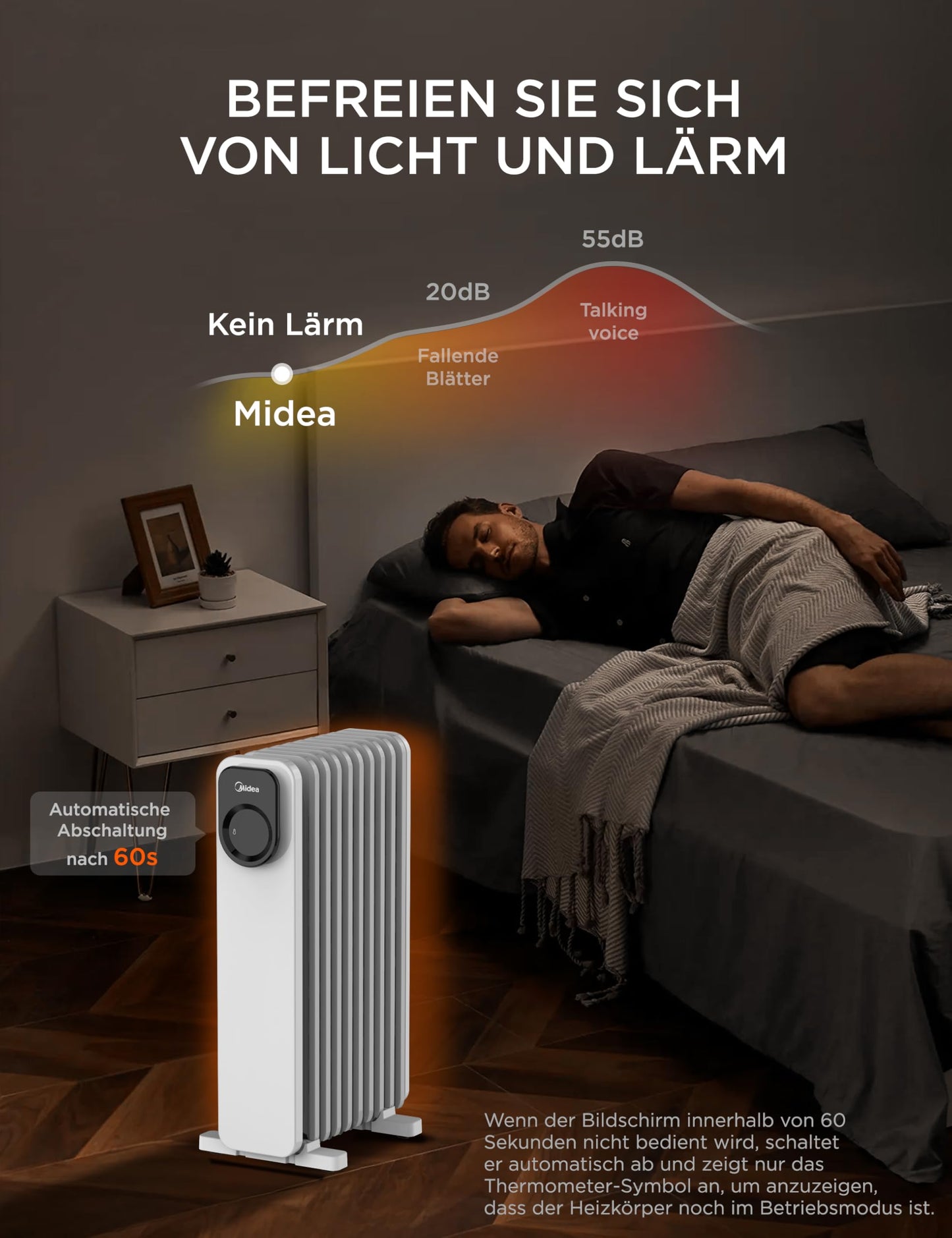2300W 11 Rippen tragbarer Elektroheizer mit Drehknopfregelung und einstellbarem Thermostat, 3 Heizstufen, Kipp- und Überhitzungsschutz, ultraleicht im Büro &amp; Zuhause