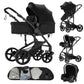 Reenborn 3-in-1 Kinderwagen, Buggy mit zwei umkehrbaren Schiebemodi, Kinderwagen mit Gestell aus Aluminiumlegierung, Babywagen, 3-in-1 Komplettset mit Ein-Klick-Faltmechanismus 