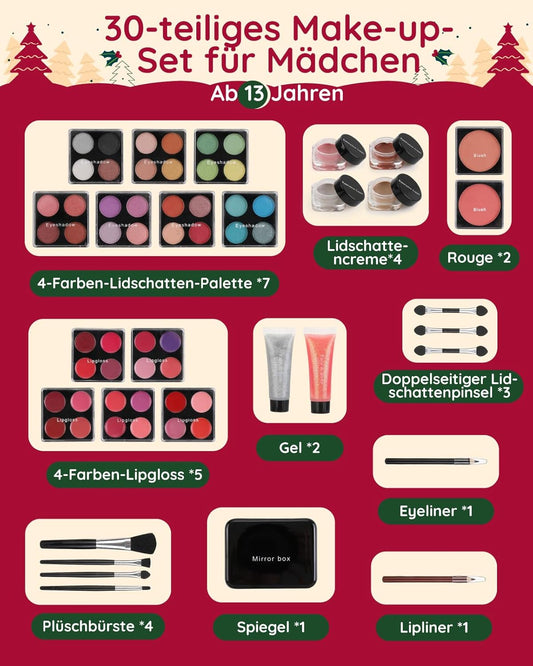 Gleamkid Adventskalender 2024 – Hochwertiger Weihnachtskalender mit 24 Beauty-Momenten und Make-up 