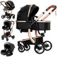 Reenborn 3-in-1 Kinderwagen, Buggy mit zwei umkehrbaren Schiebemodi, Kinderwagen mit Gestell aus Aluminiumlegierung, Babywagen, 3-in-1 Komplettset mit Ein-Klick-Faltmechanismus 