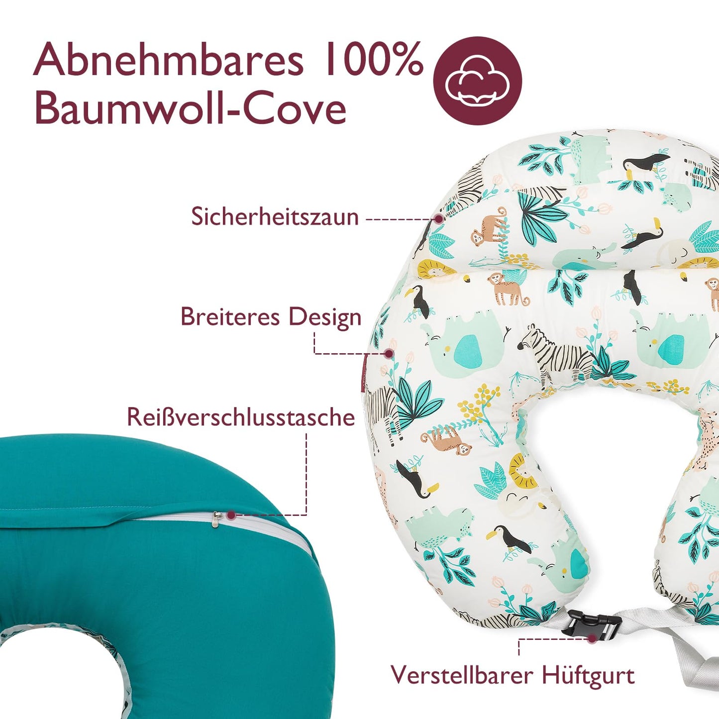 Stillkissen, Stillkissen mit Sicherheitsrand – Ergonomisches Still- und Positionierungskissen 