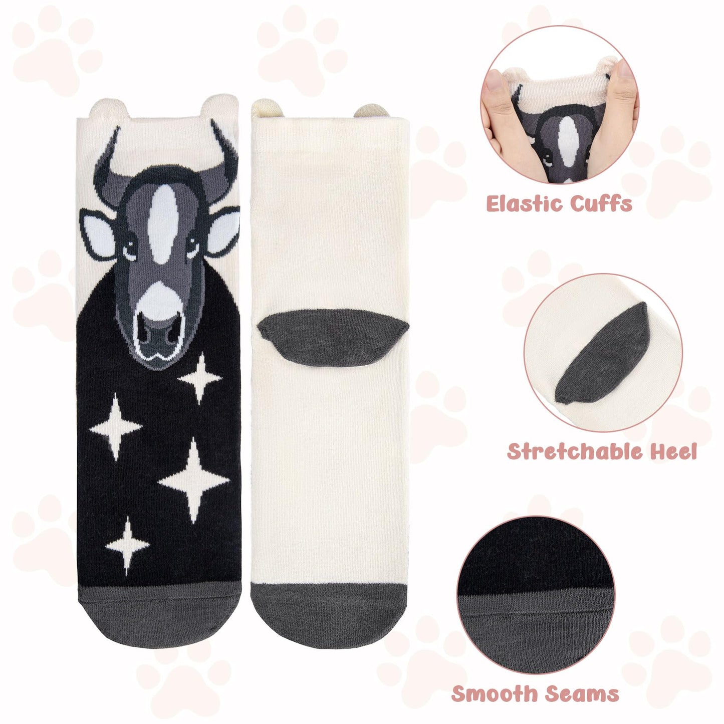 Chalier Cozy 5 Paar Damen Socken Hunde Katzen Motiven, Baumwolle