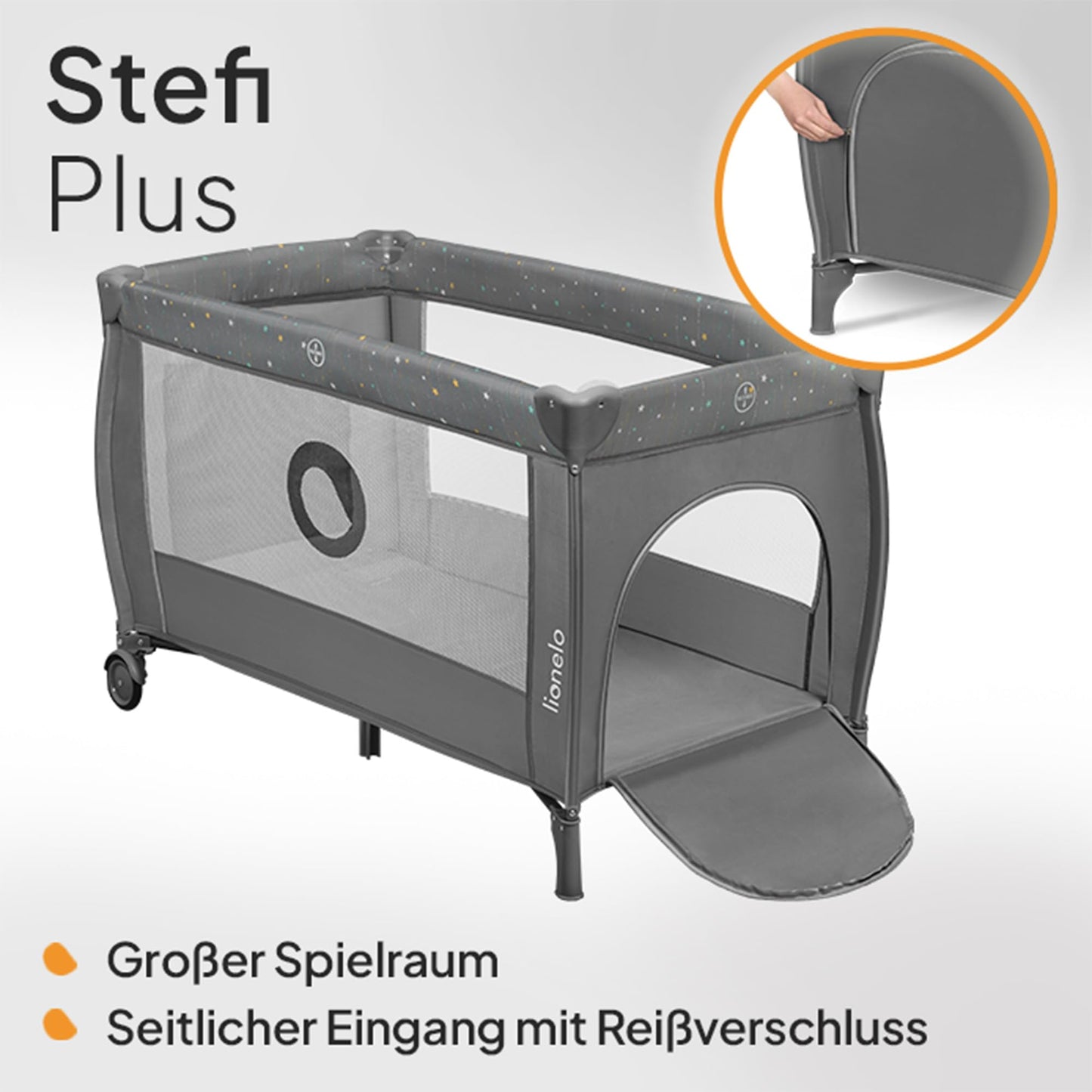 Reisebett bis 15 kg Babybett Kinderreisebett mit Matratze Seitlicher Eingang mit Reißverschluss 